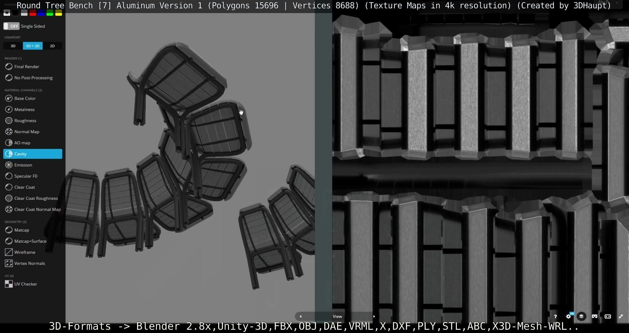  Round Tree Bench - 7 - Aluminum Version 1 Low-poly 3D model_23