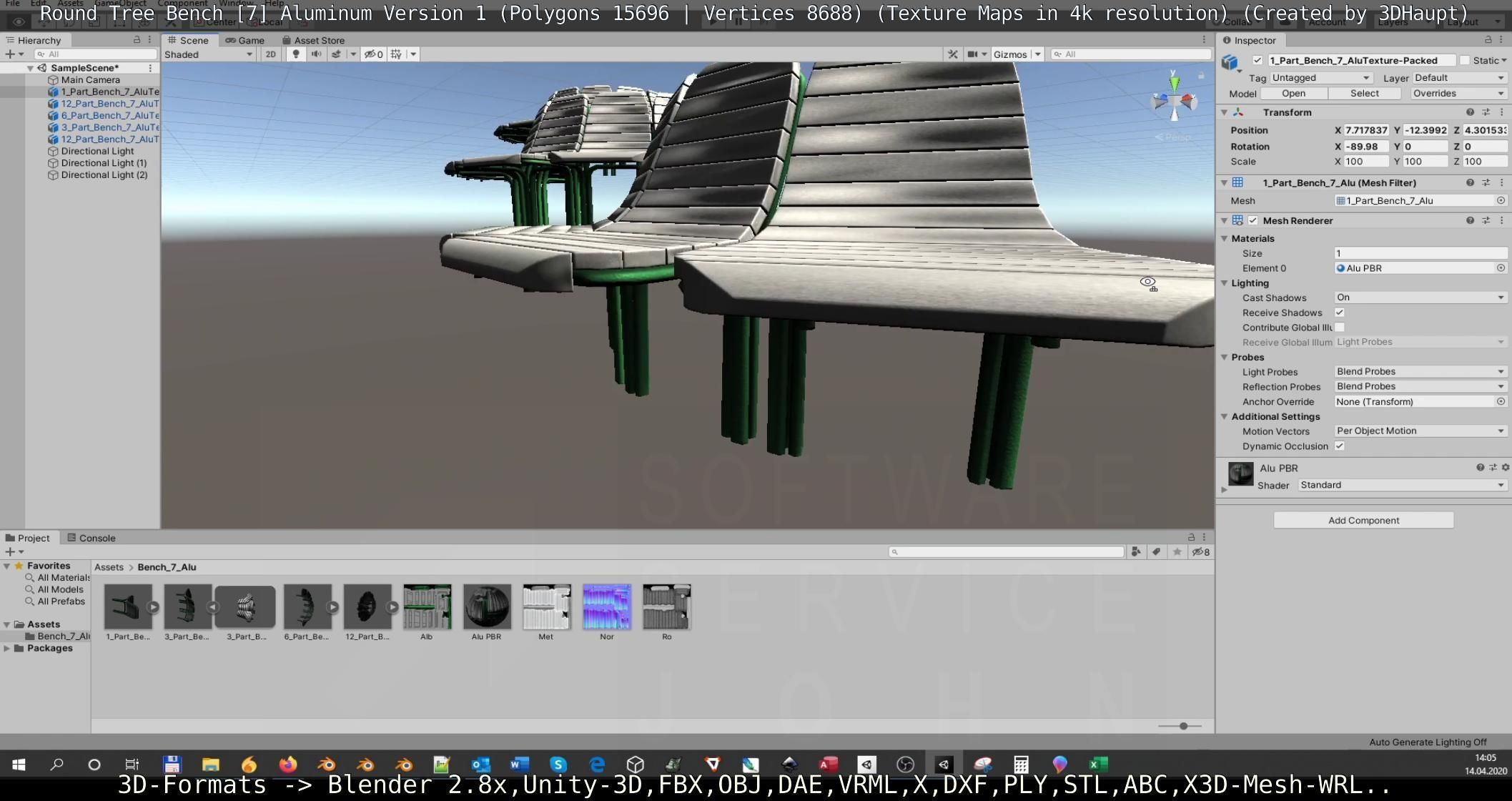  Round Tree Bench - 7 - Aluminum Version 1 Low-poly 3D model_34