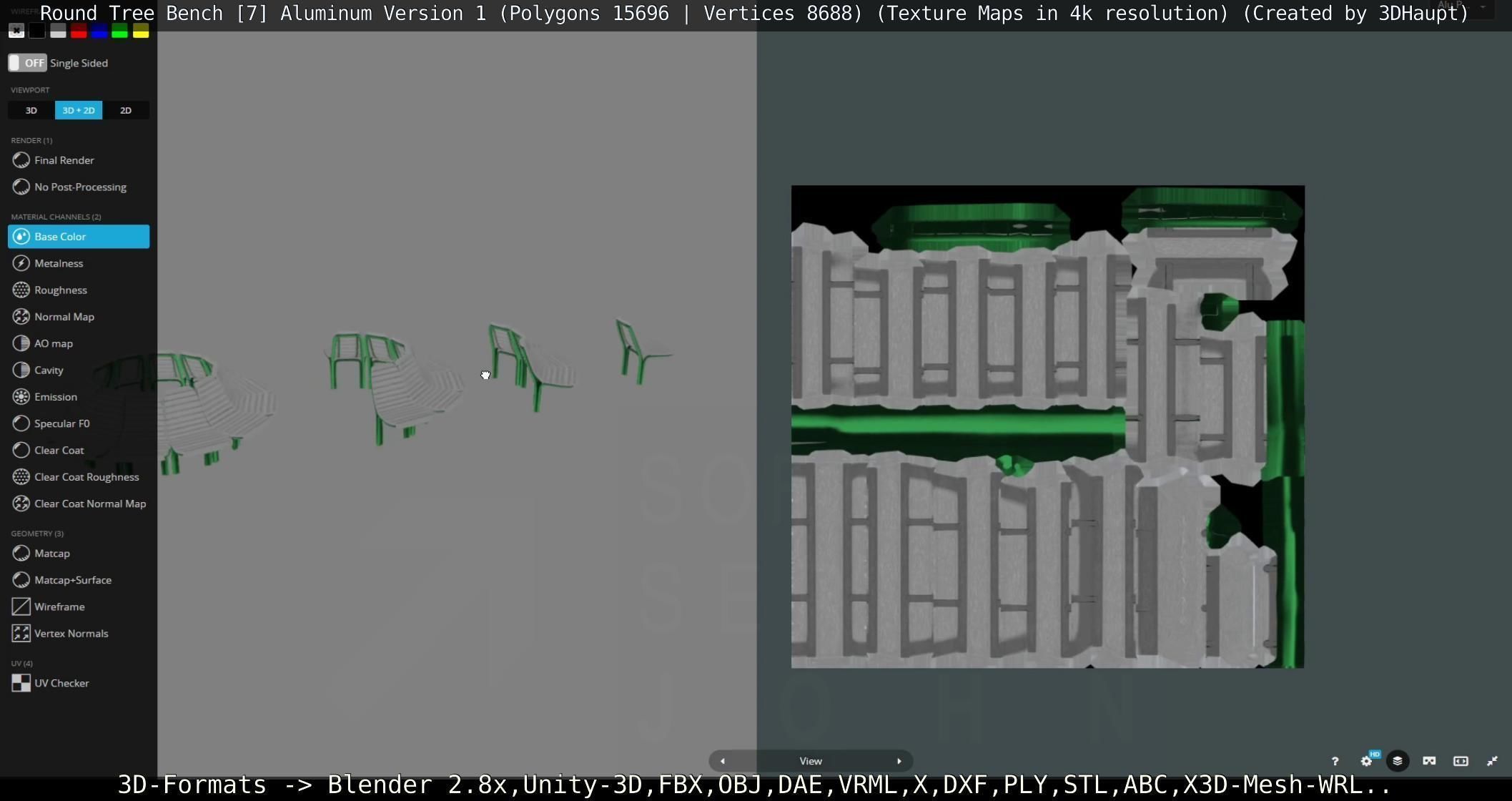  Round Tree Bench - 7 - Aluminum Version 1 Low-poly 3D model_19