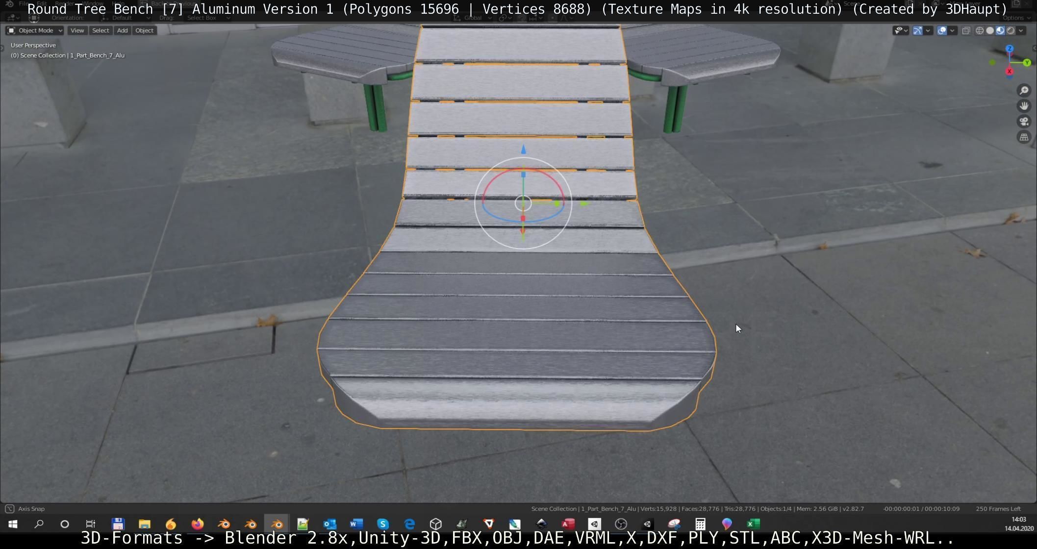  Round Tree Bench - 7 - Aluminum Version 1 Low-poly 3D model_26