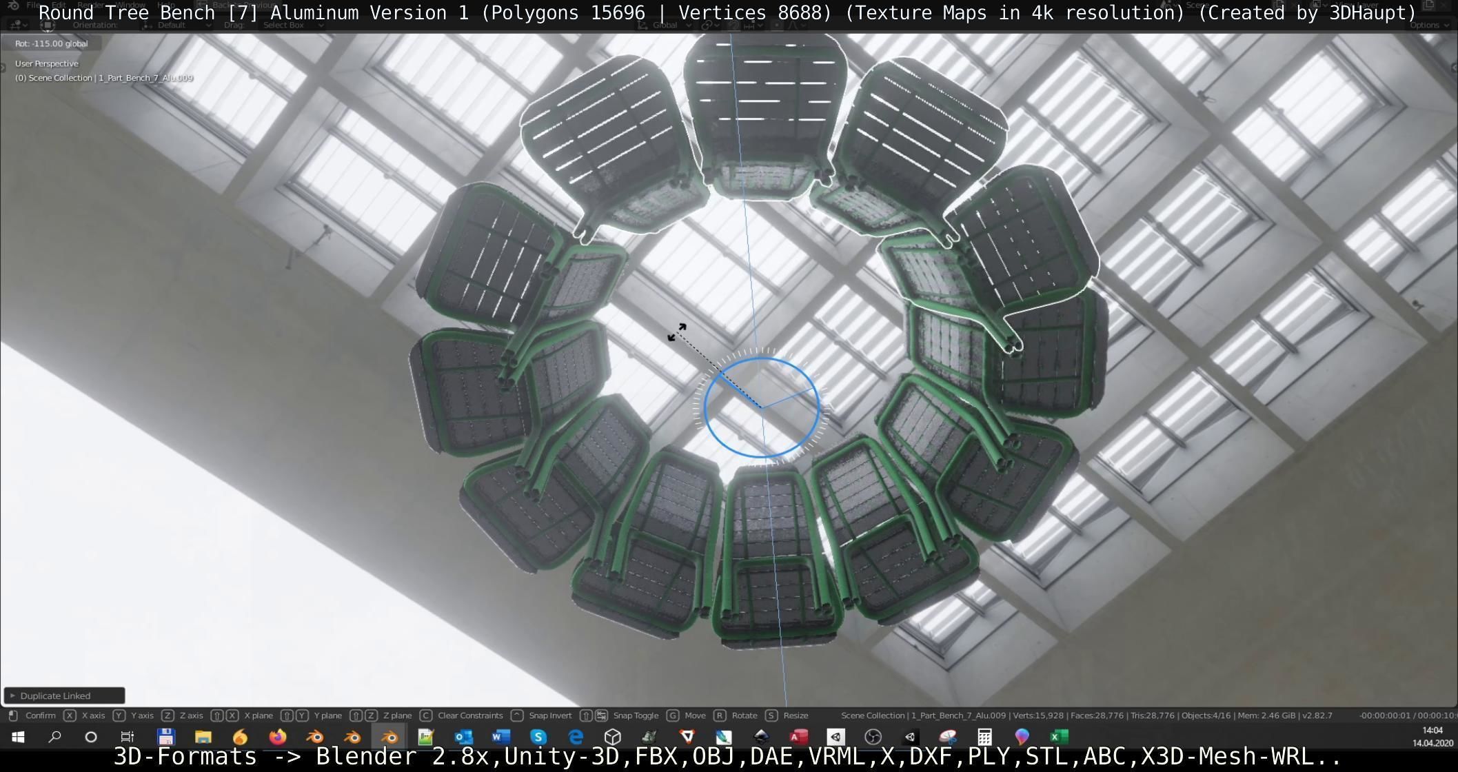  Round Tree Bench - 7 - Aluminum Version 1 Low-poly 3D model_53