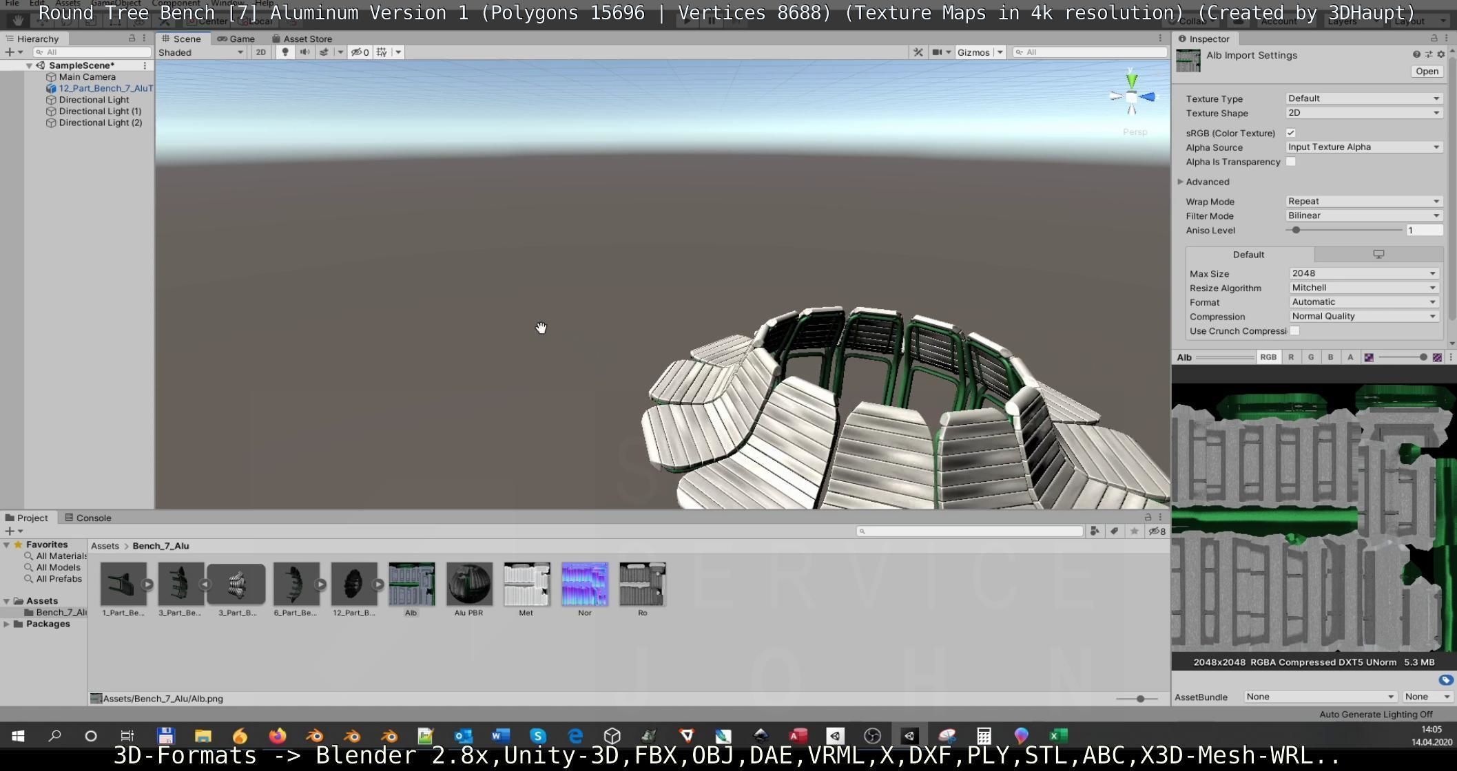  Round Tree Bench - 7 - Aluminum Version 1 Low-poly 3D model_116