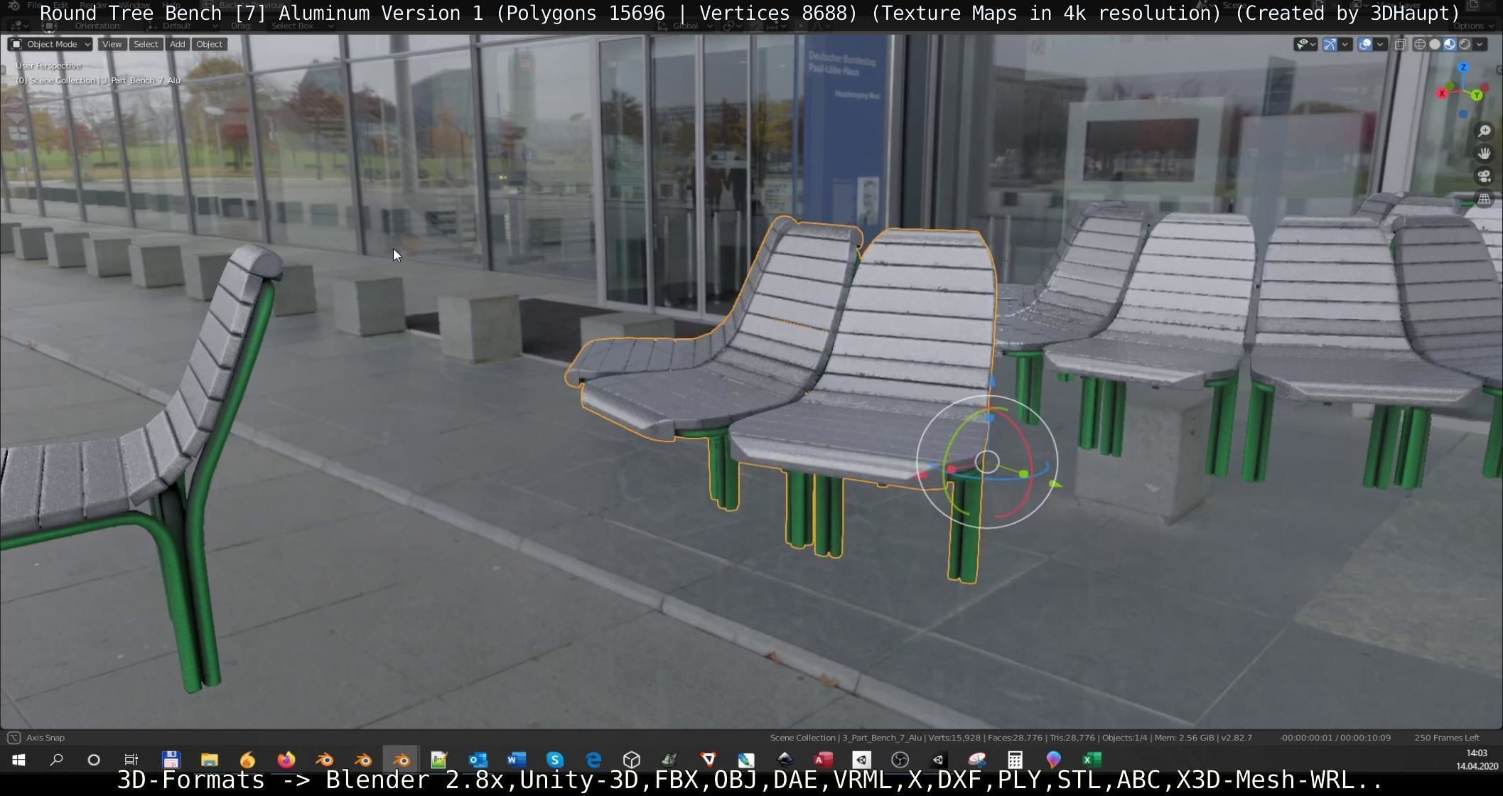  Round Tree Bench - 7 - Aluminum Version 1 Low-poly 3D model_28