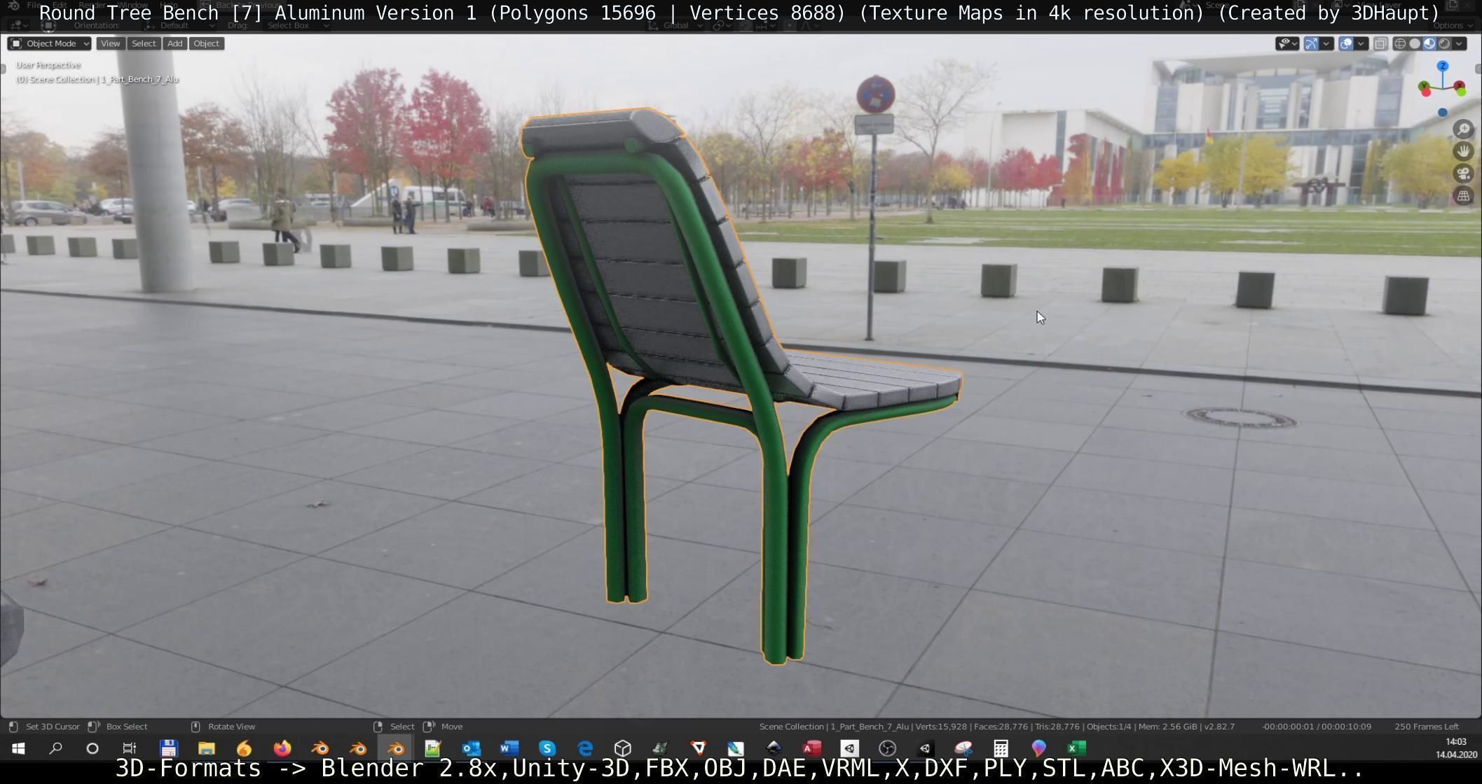  Round Tree Bench - 7 - Aluminum Version 1 Low-poly 3D model_79