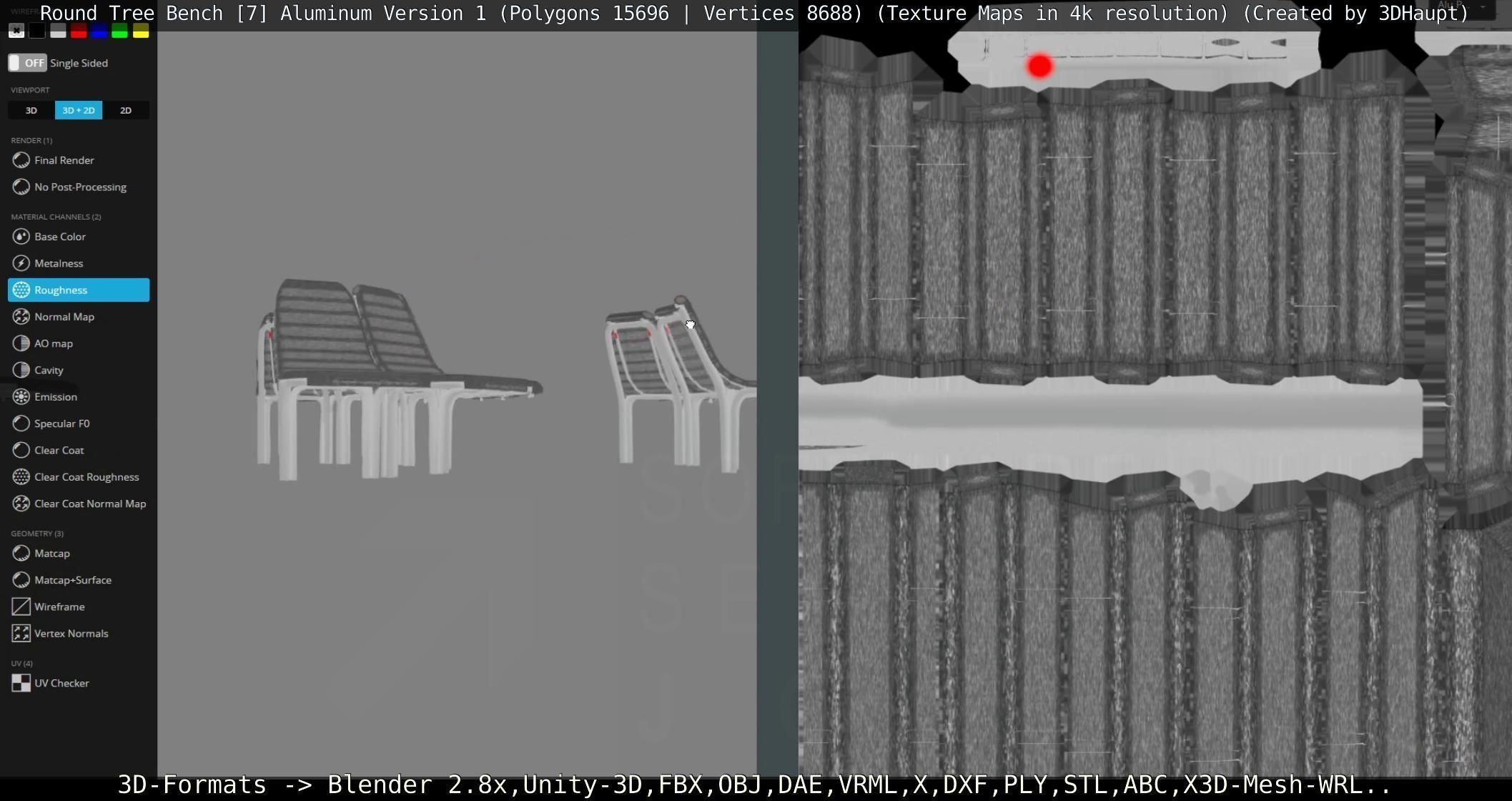  Round Tree Bench - 7 - Aluminum Version 1 Low-poly 3D model_93