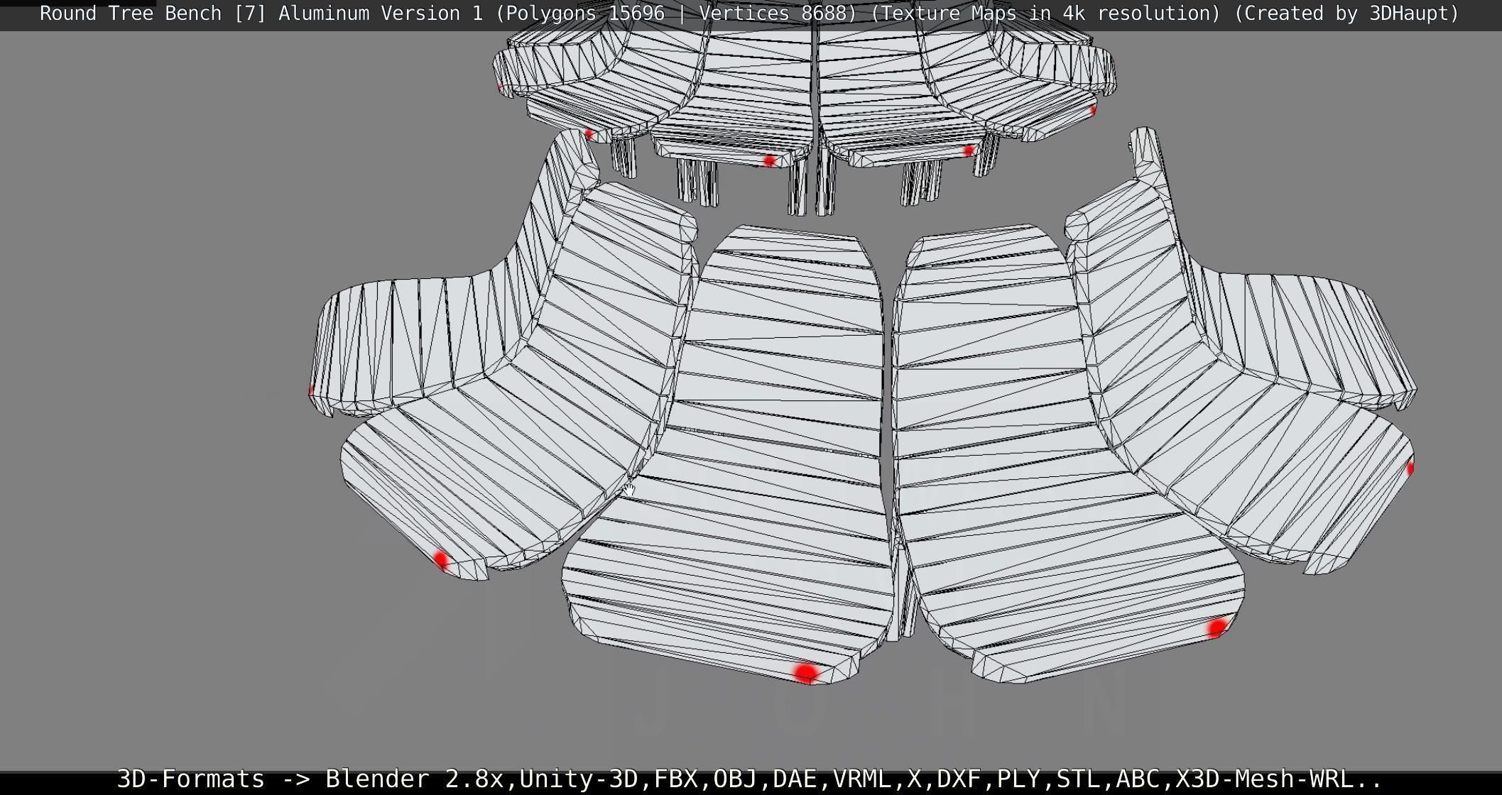  Round Tree Bench - 7 - Aluminum Version 1 Low-poly 3D model_108