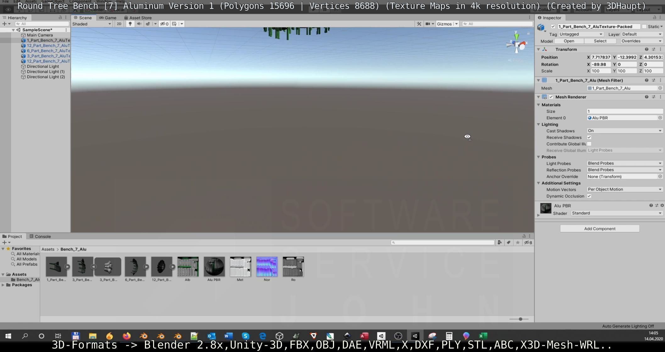  Round Tree Bench - 7 - Aluminum Version 1 Low-poly 3D model_129