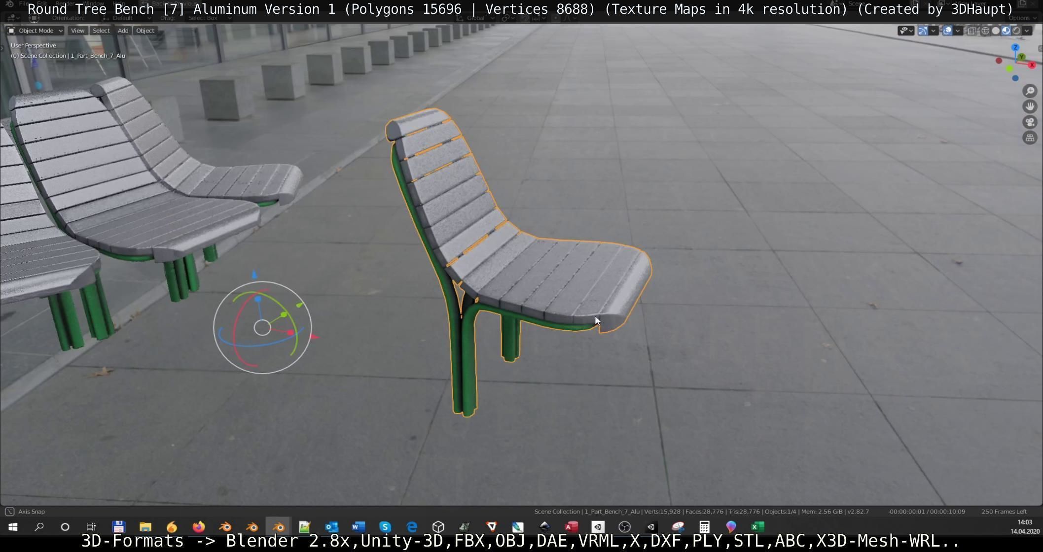  Round Tree Bench - 7 - Aluminum Version 1 Low-poly 3D model_123