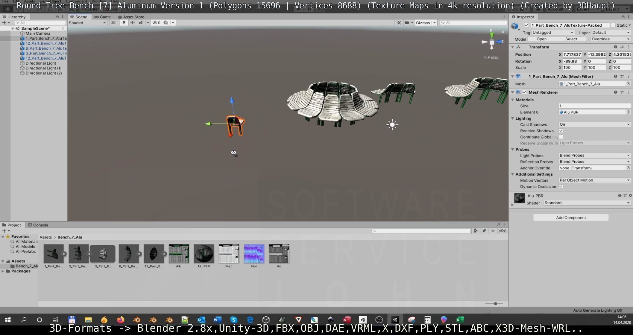  Round Tree Bench - 7 - Aluminum Version 1 Low-poly 3D model_127