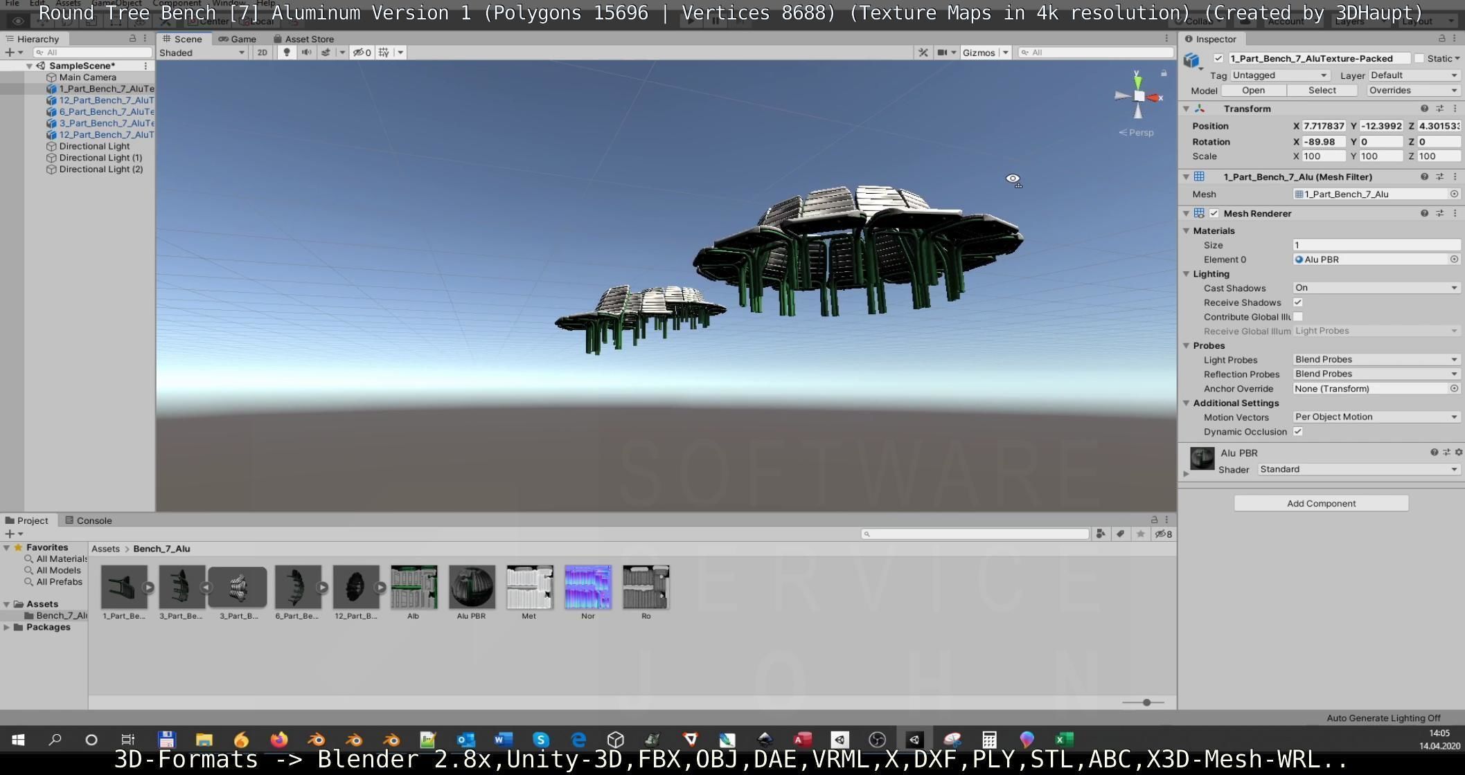  Round Tree Bench - 7 - Aluminum Version 1 Low-poly 3D model_131