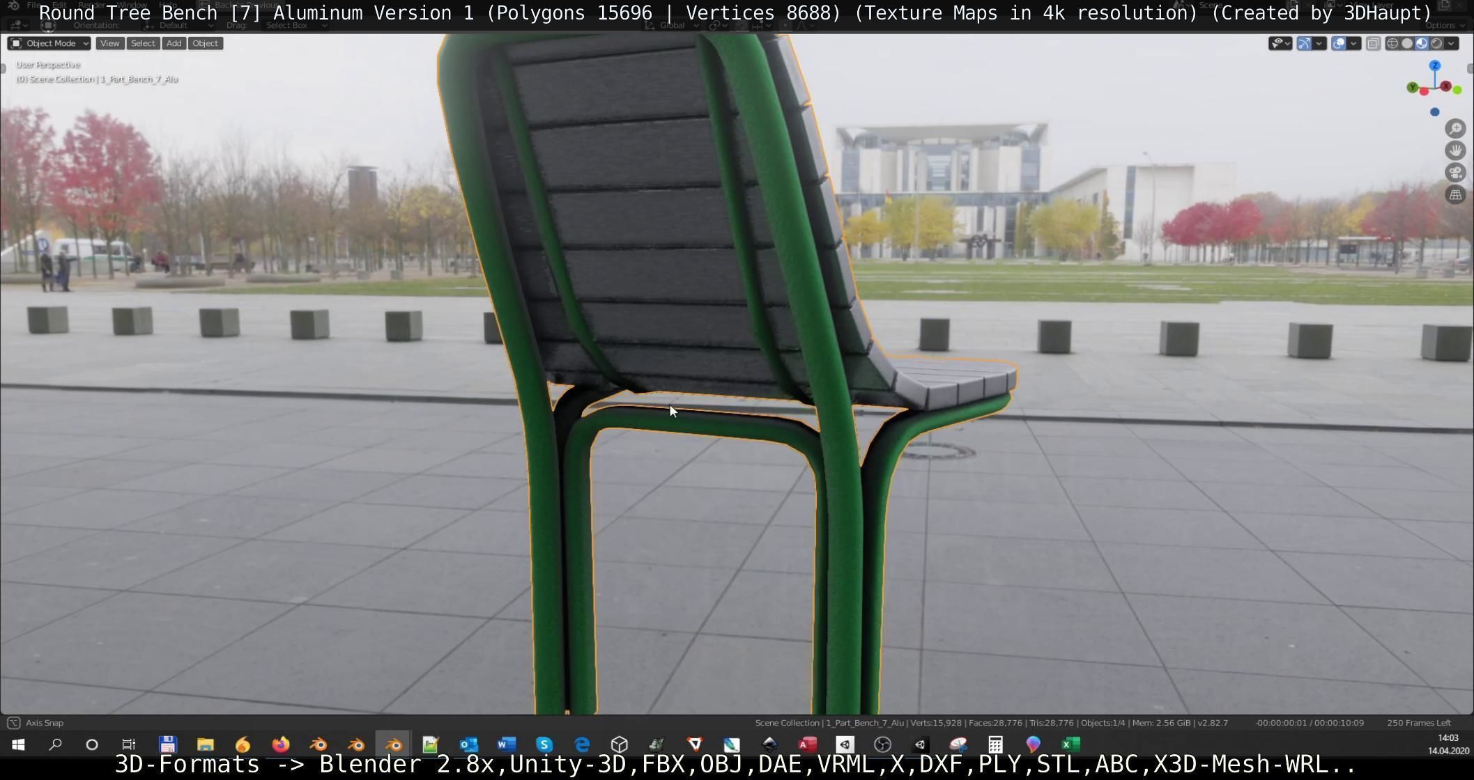  Round Tree Bench - 7 - Aluminum Version 1 Low-poly 3D model_14