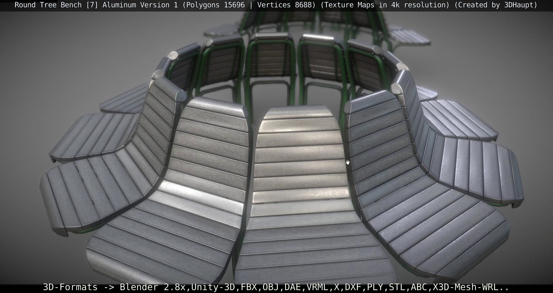  Round Tree Bench - 7 - Aluminum Version 1 Low-poly 3D model_71