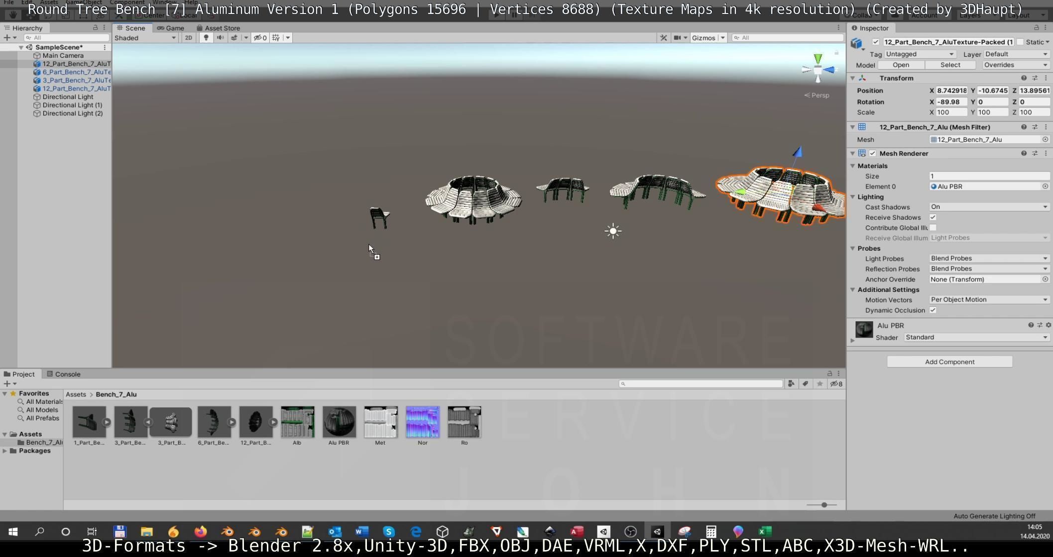  Round Tree Bench - 7 - Aluminum Version 1 Low-poly 3D model_124