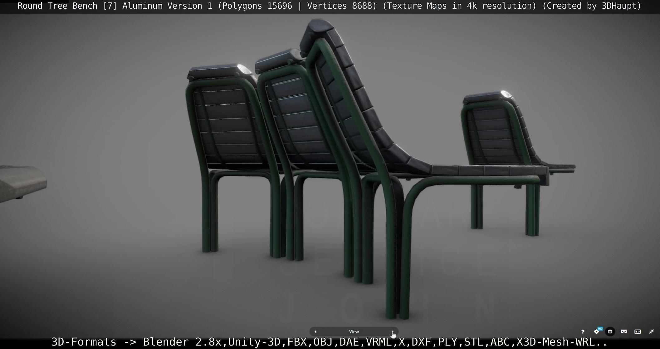  Round Tree Bench - 7 - Aluminum Version 1 Low-poly 3D model_63