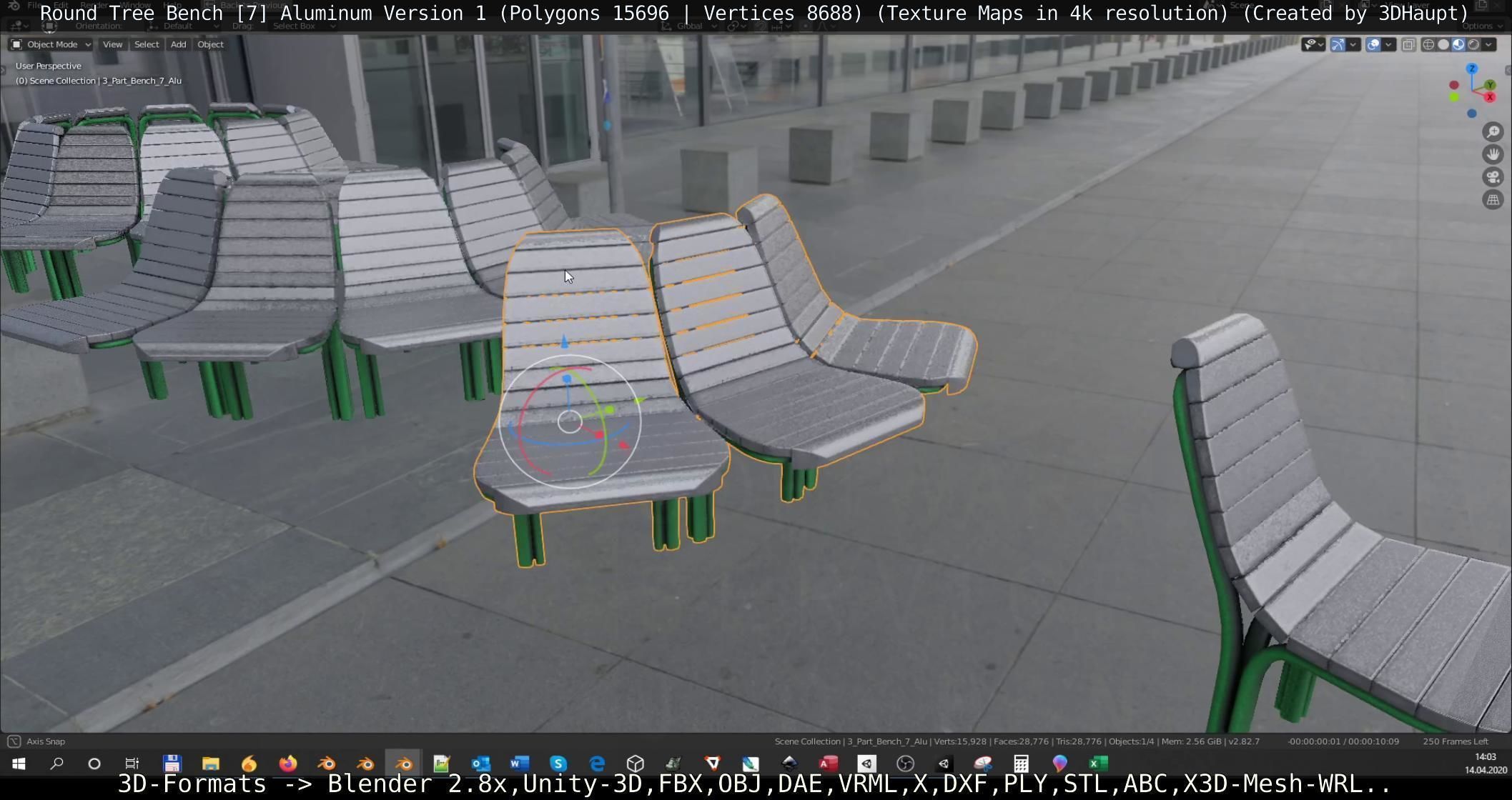  Round Tree Bench - 7 - Aluminum Version 1 Low-poly 3D model_41