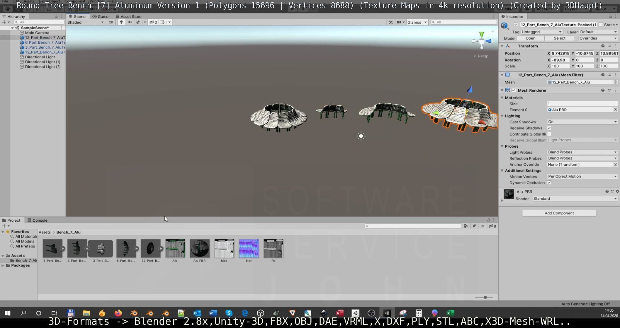  Round Tree Bench - 7 - Aluminum Version 1 Low-poly 3D model_121