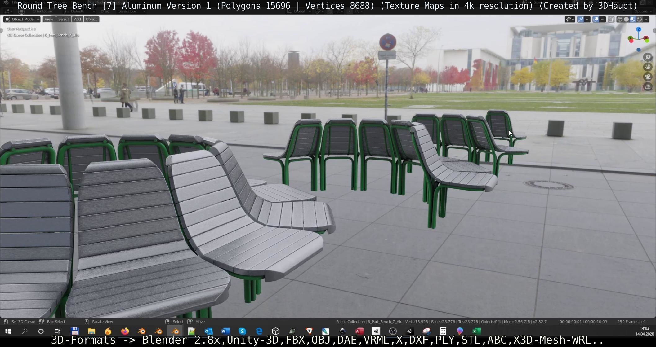  Round Tree Bench - 7 - Aluminum Version 1 Low-poly 3D model_68