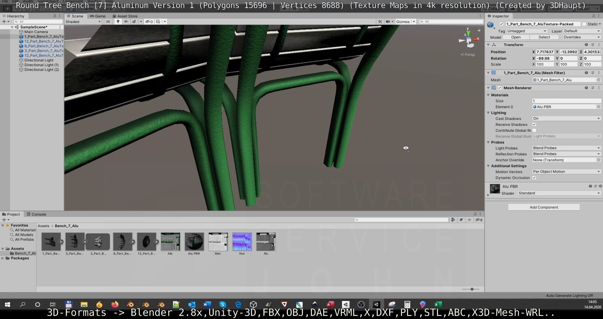  Round Tree Bench - 7 - Aluminum Version 1 Low-poly 3D model_37