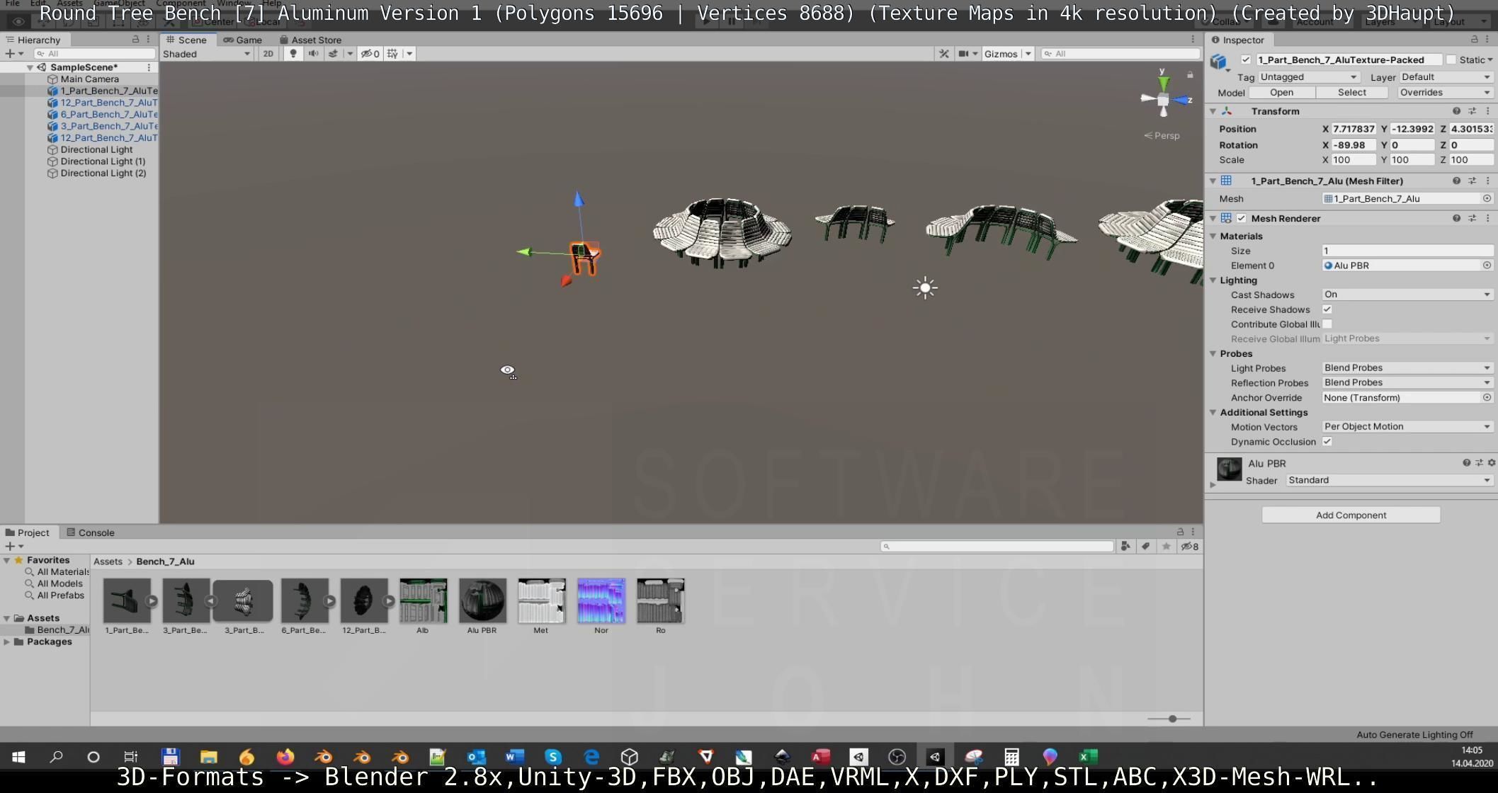  Round Tree Bench - 7 - Aluminum Version 1 Low-poly 3D model_125