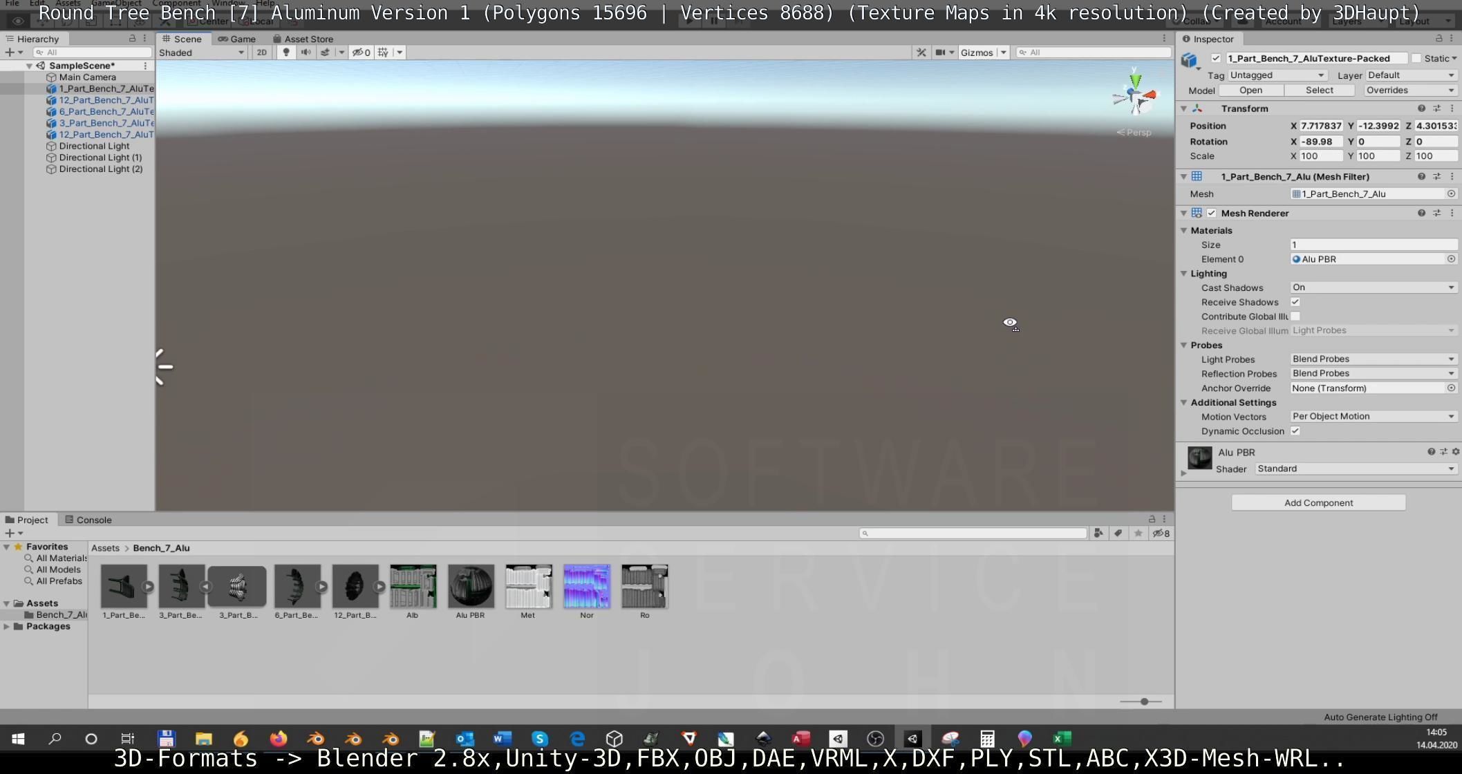  Round Tree Bench - 7 - Aluminum Version 1 Low-poly 3D model_130