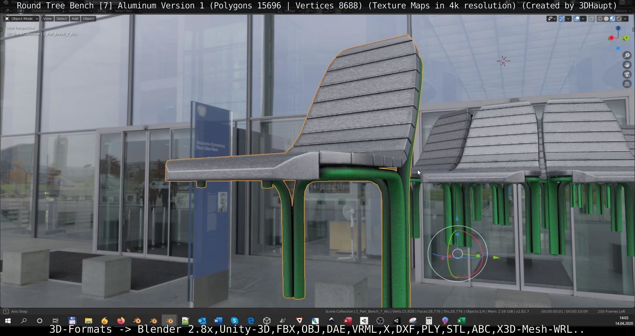  Round Tree Bench - 7 - Aluminum Version 1 Low-poly 3D model_25