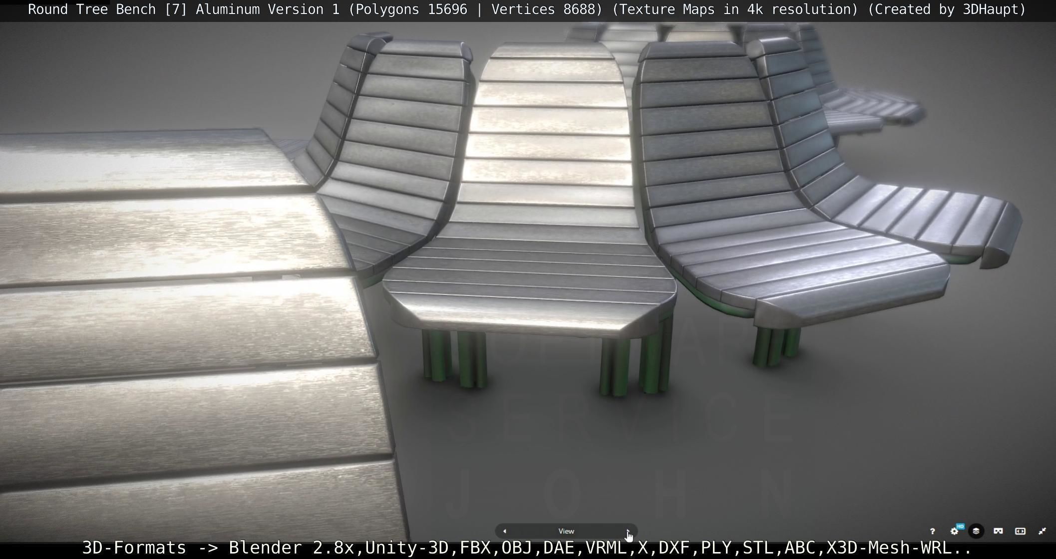  Round Tree Bench - 7 - Aluminum Version 1 Low-poly 3D model_15