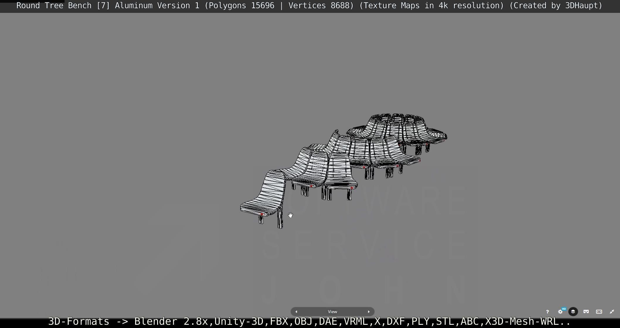  Round Tree Bench - 7 - Aluminum Version 1 Low-poly 3D model_113