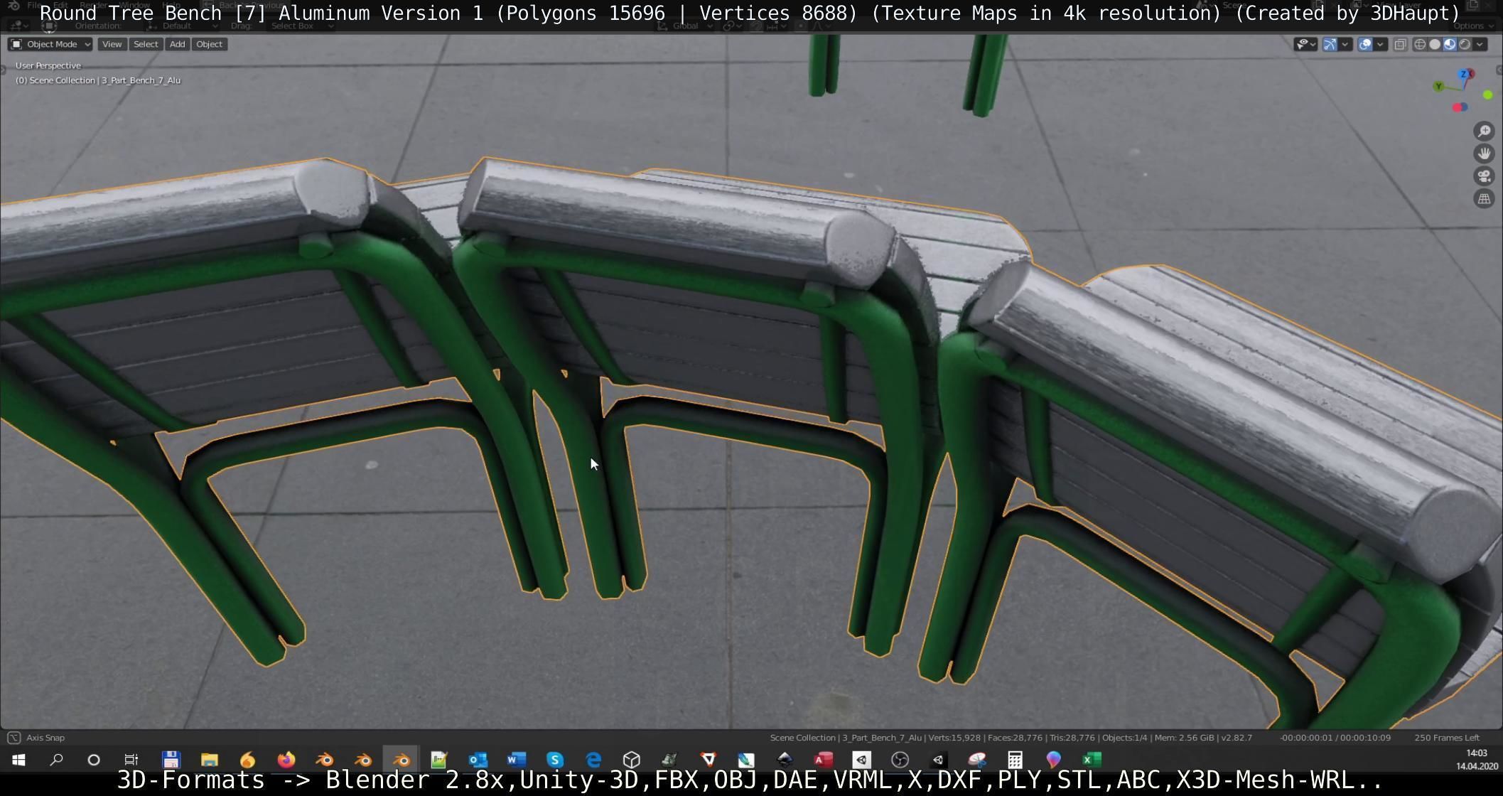  Round Tree Bench - 7 - Aluminum Version 1 Low-poly 3D model_30