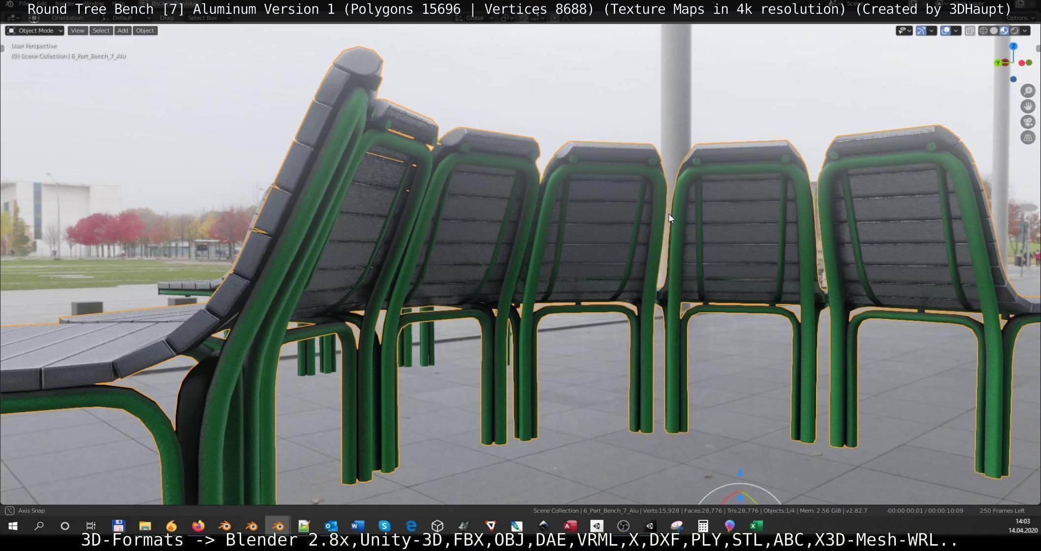  Round Tree Bench - 7 - Aluminum Version 1 Low-poly 3D model_46