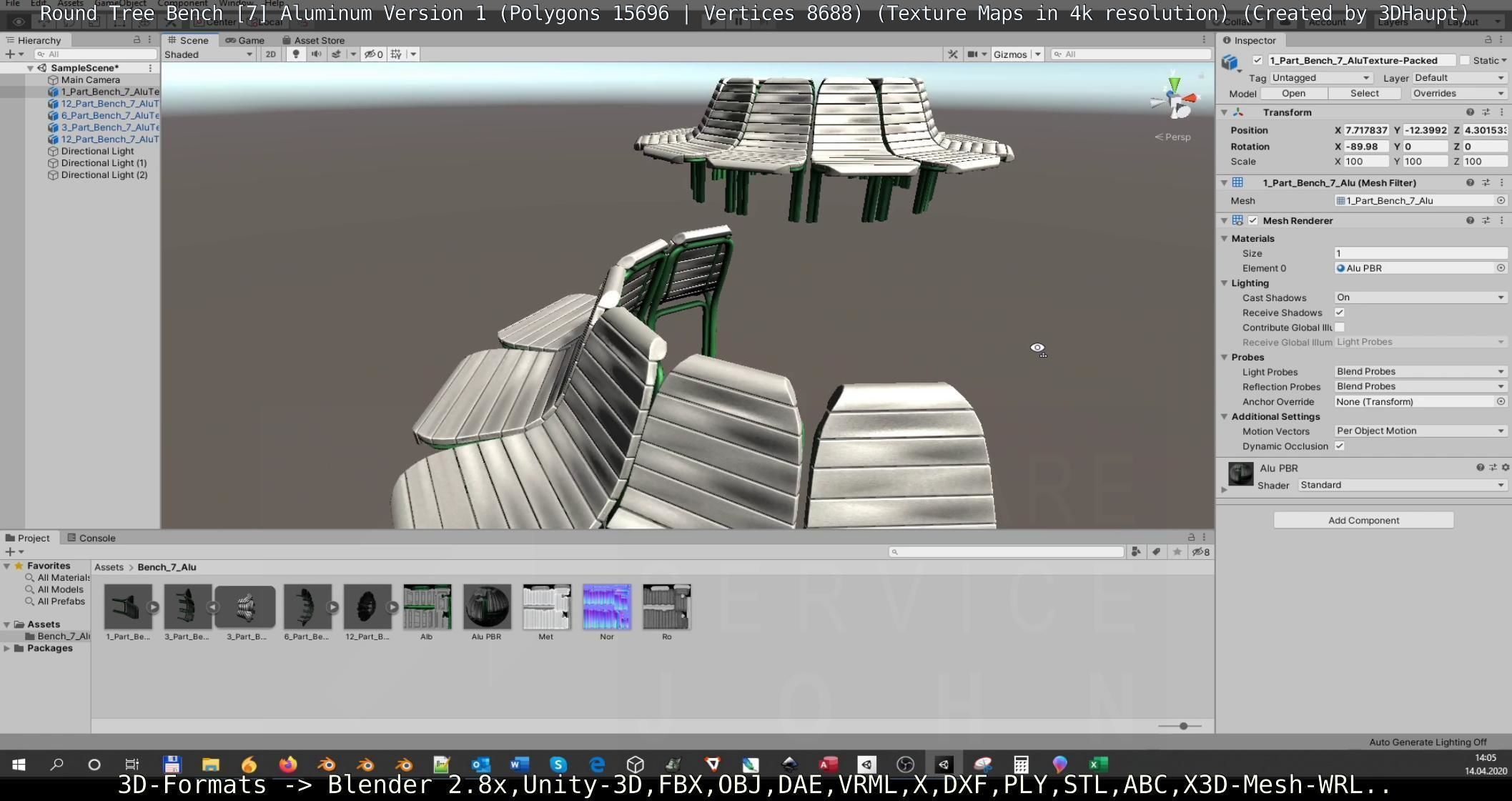  Round Tree Bench - 7 - Aluminum Version 1 Low-poly 3D model_38