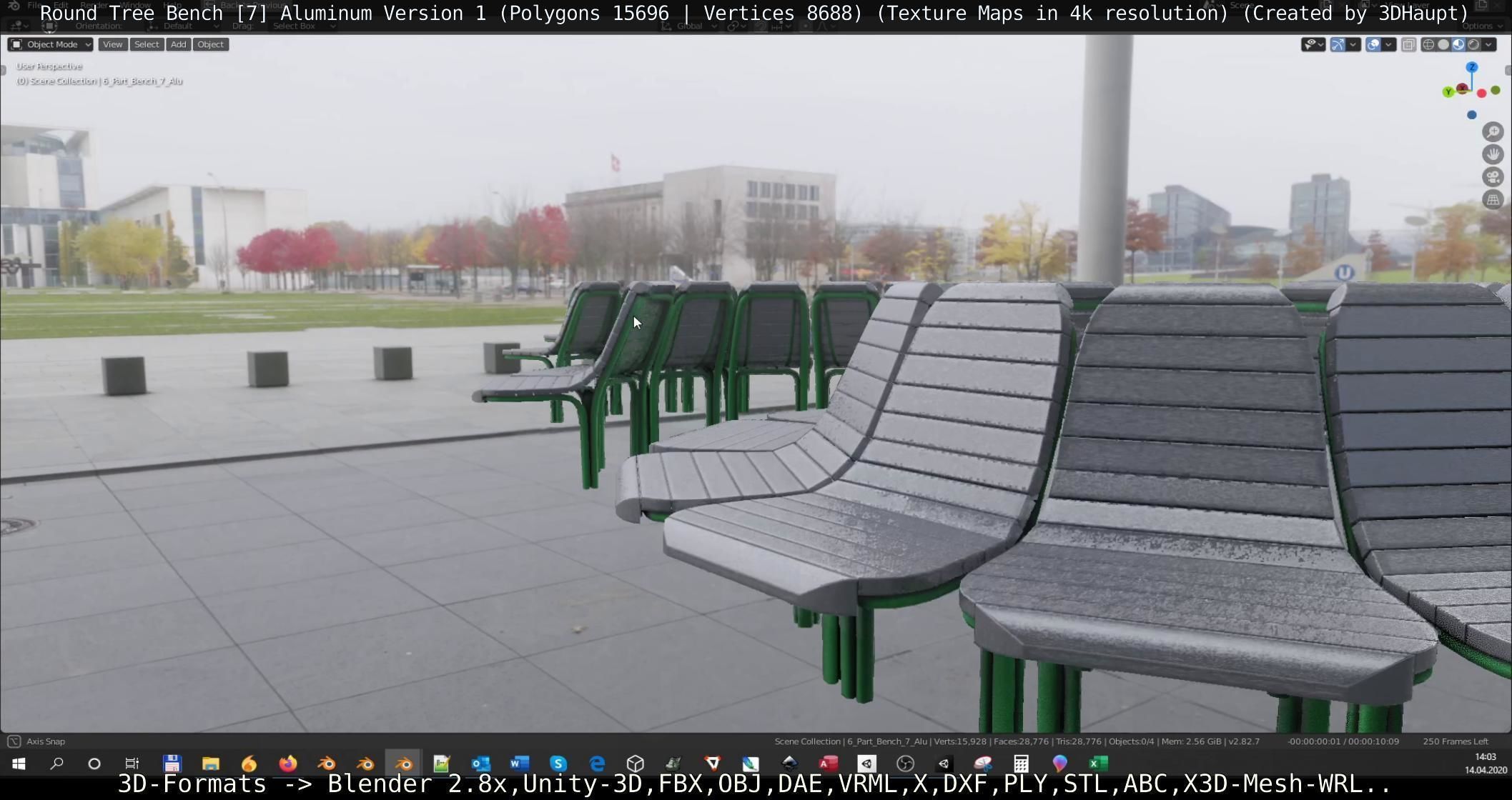  Round Tree Bench - 7 - Aluminum Version 1 Low-poly 3D model_50