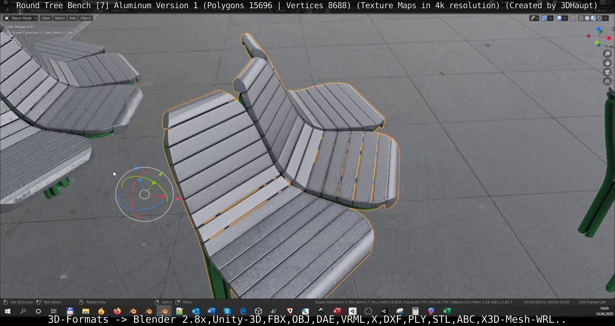  Round Tree Bench - 7 - Aluminum Version 1 Low-poly 3D model_44