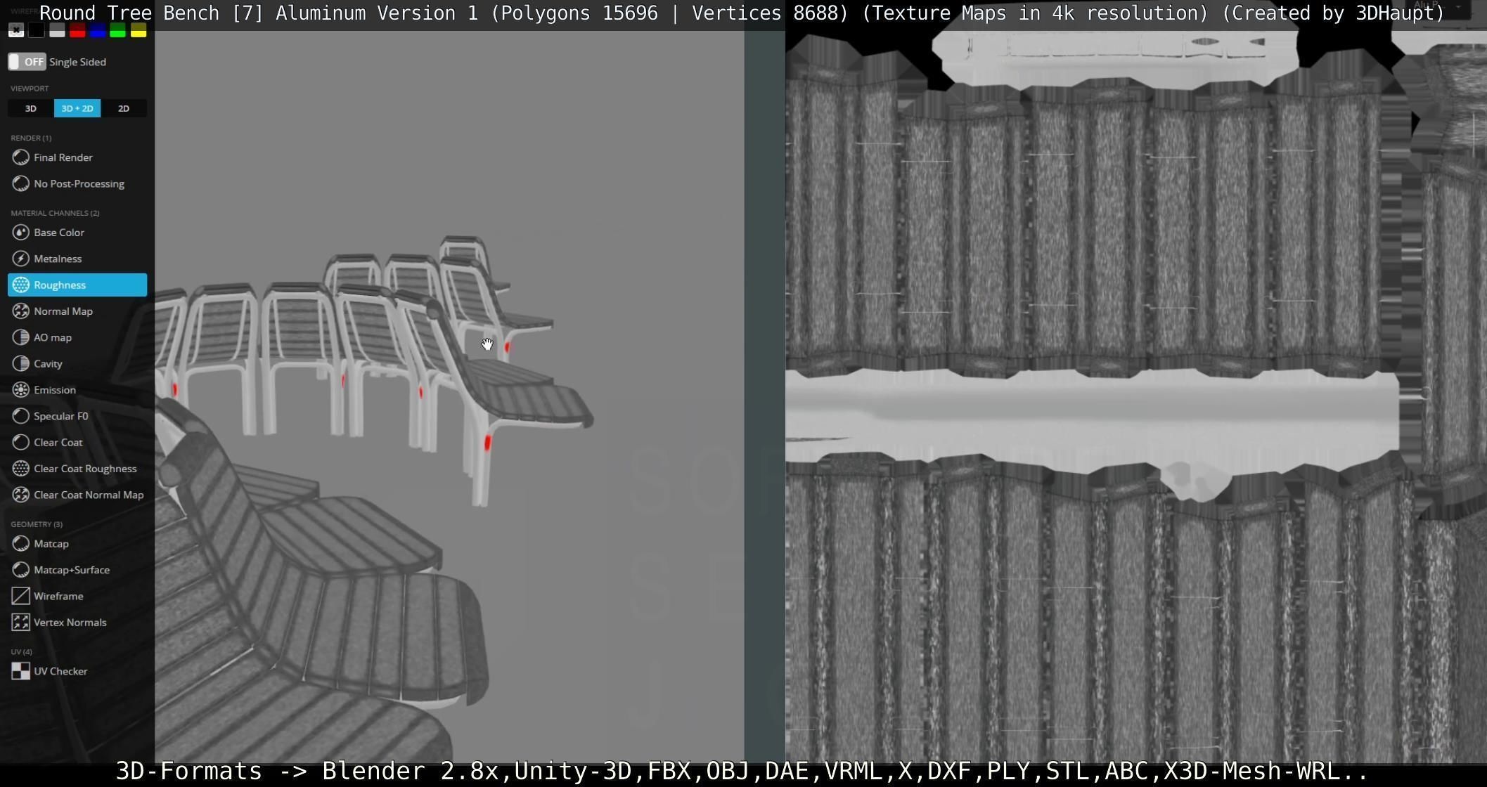  Round Tree Bench - 7 - Aluminum Version 1 Low-poly 3D model_21