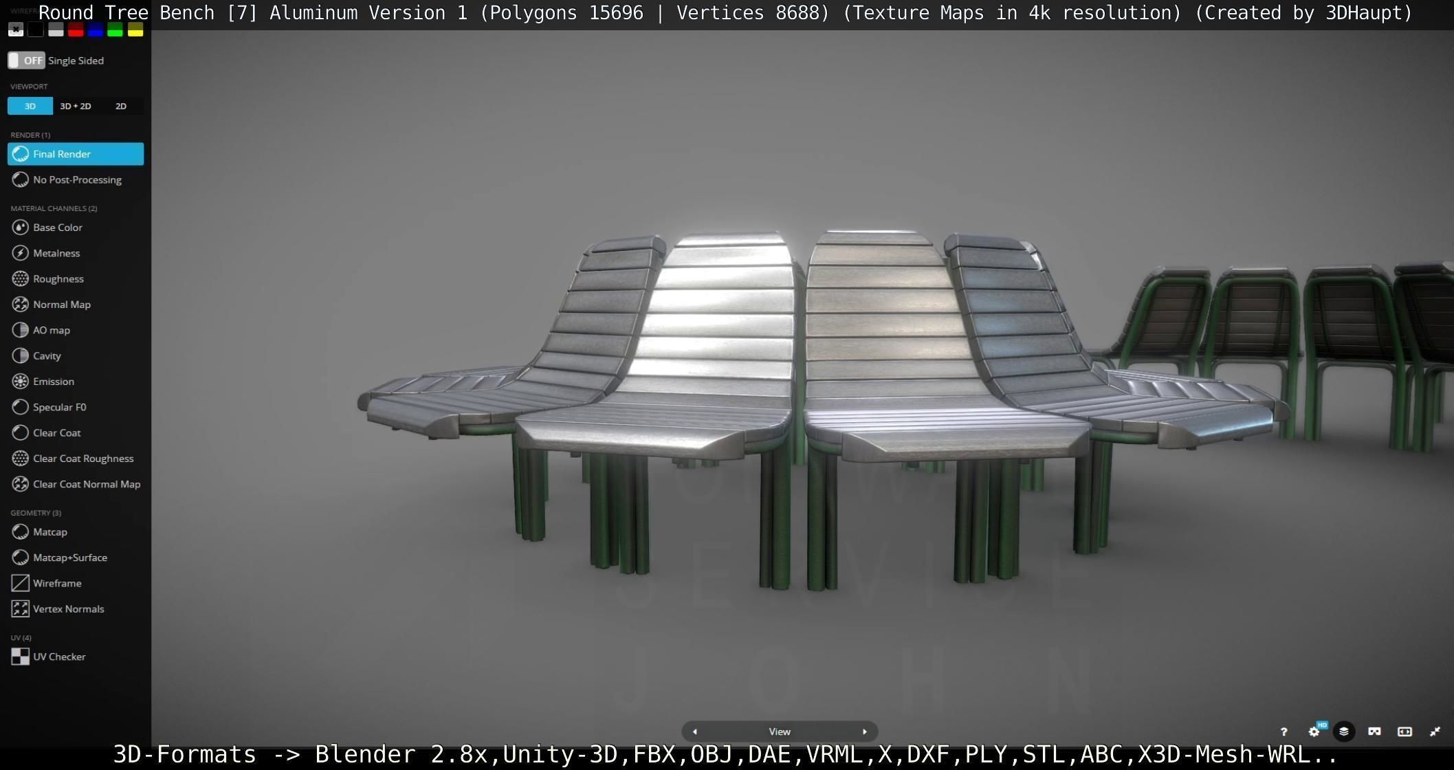  Round Tree Bench - 7 - Aluminum Version 1 Low-poly 3D model_78