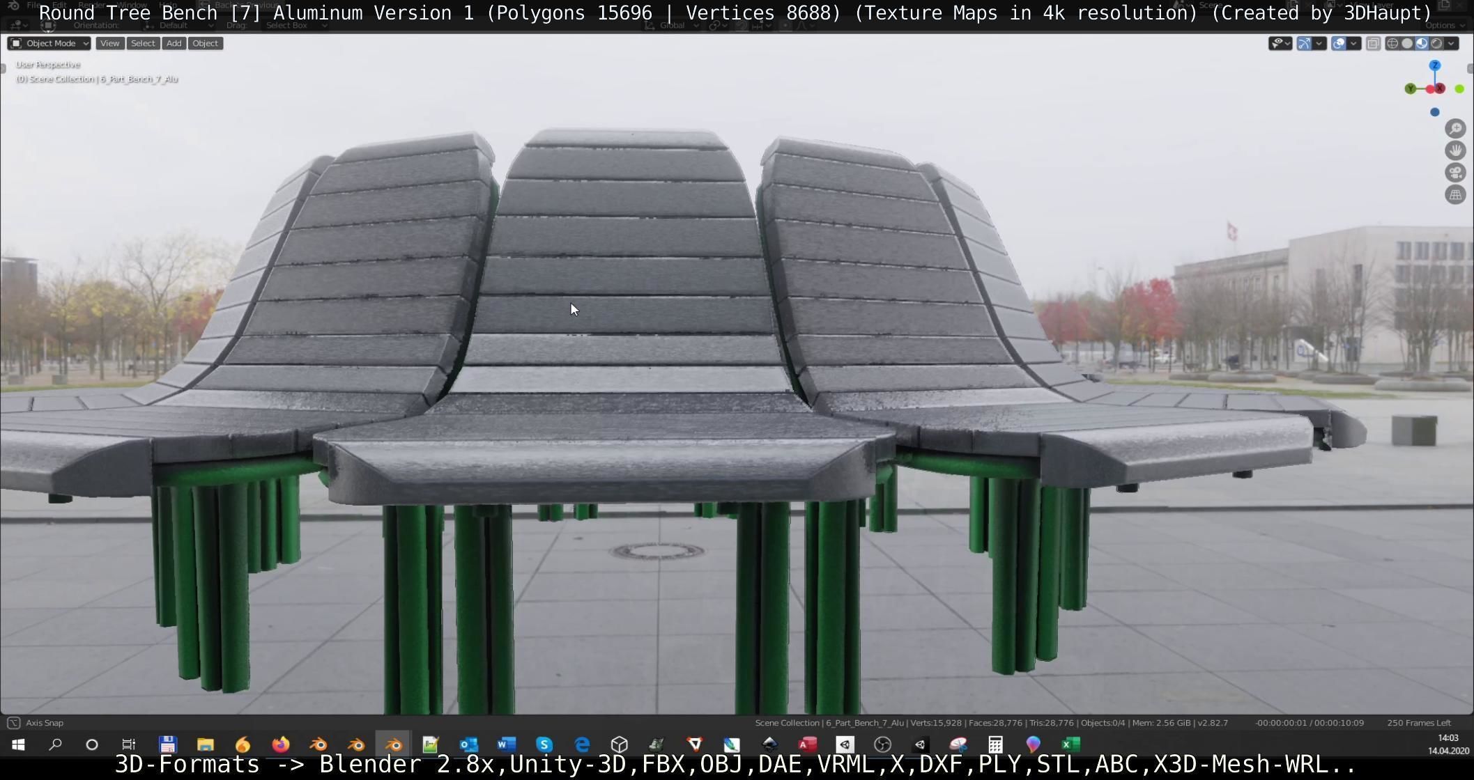  Round Tree Bench - 7 - Aluminum Version 1 Low-poly 3D model_57