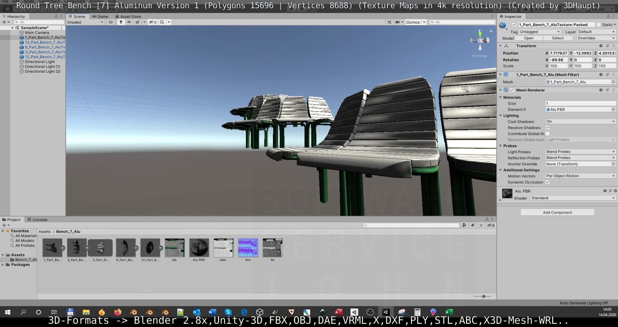  Round Tree Bench - 7 - Aluminum Version 1 Low-poly 3D model_35