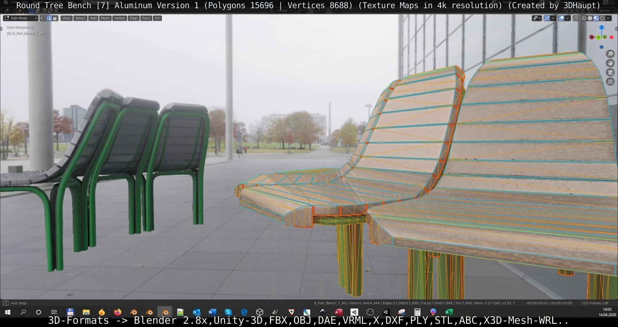  Round Tree Bench - 7 - Aluminum Version 1 Low-poly 3D model_48