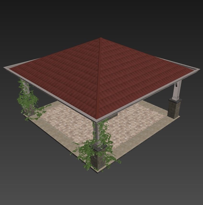 Gazebo outdoor 3D model_9