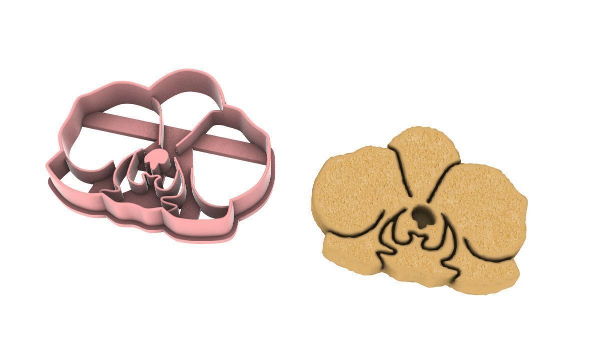 Orchid flower cookie cutter 3D print model_5