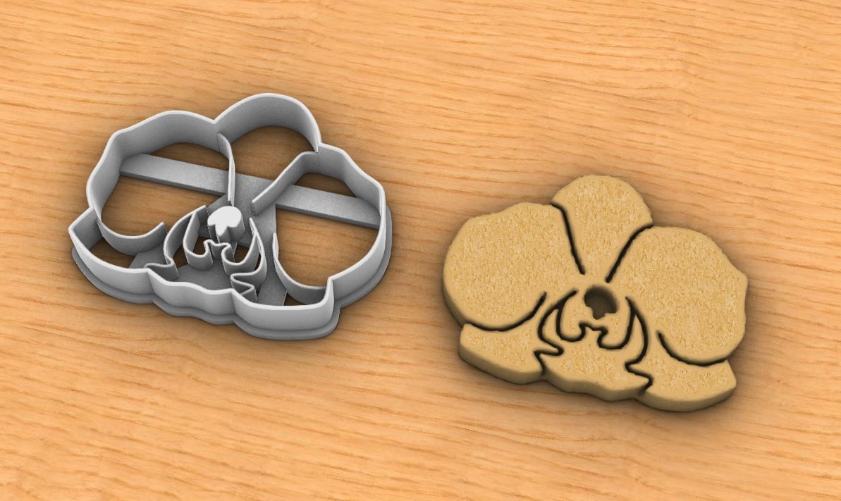 Orchid flower cookie cutter 3D print model_4
