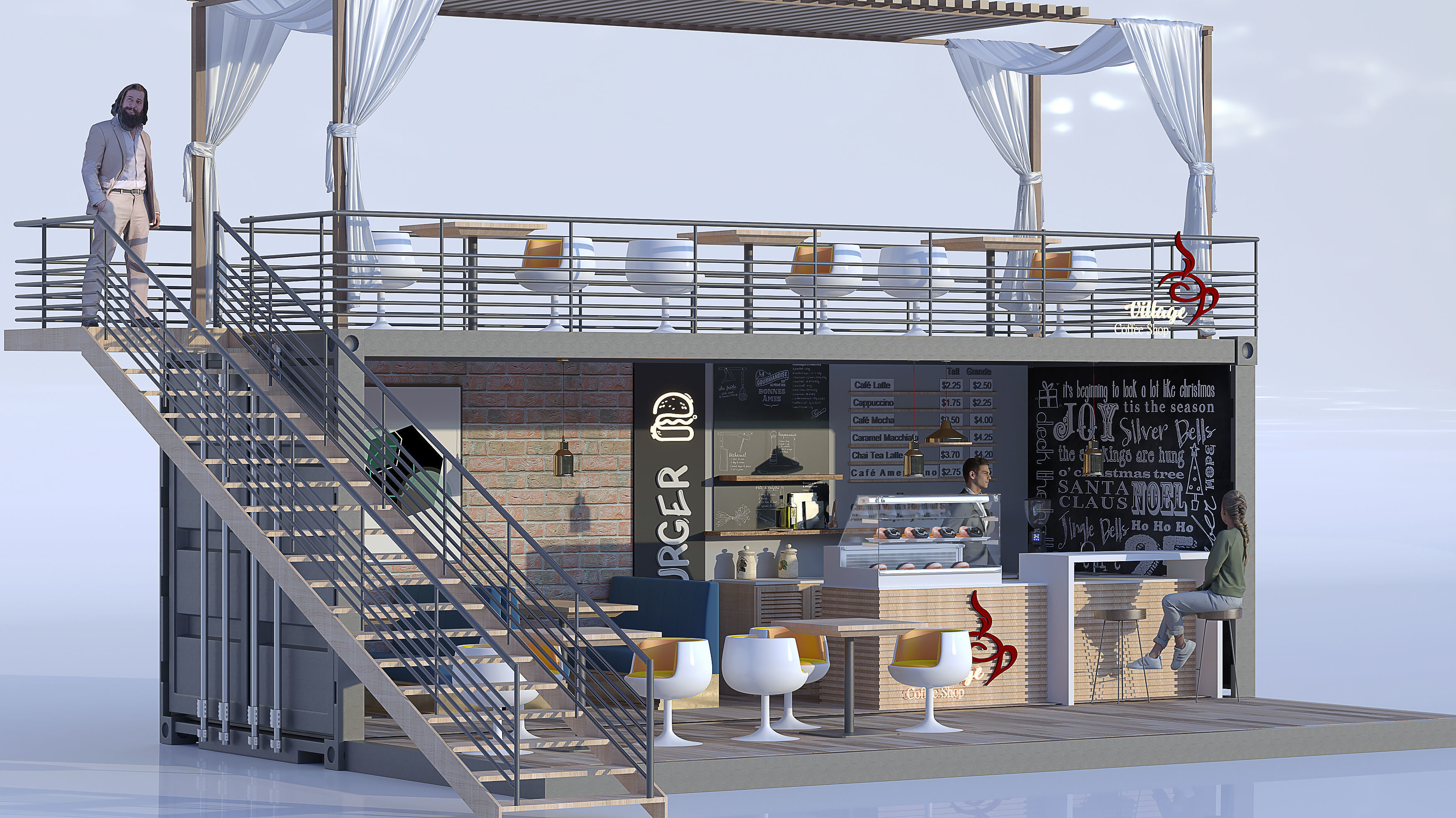 container coffee shop 3D model_2