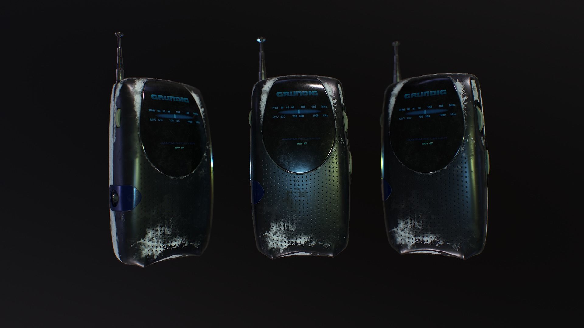 Radio Grundig City Boy 47 PBR Low-poly 3D model Low-poly 3D model_2