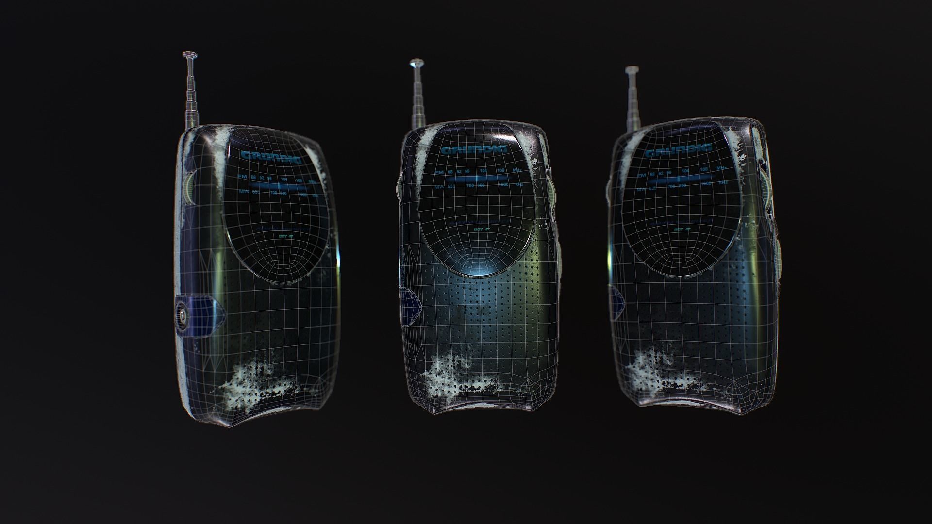 Radio Grundig City Boy 47 PBR Low-poly 3D model Low-poly 3D model_3