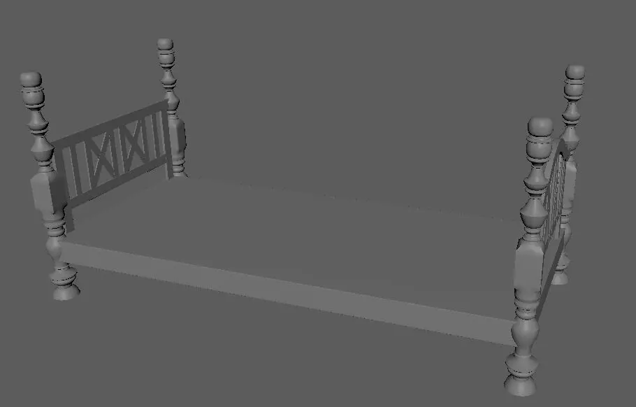 Bed frame antique Free 3D model