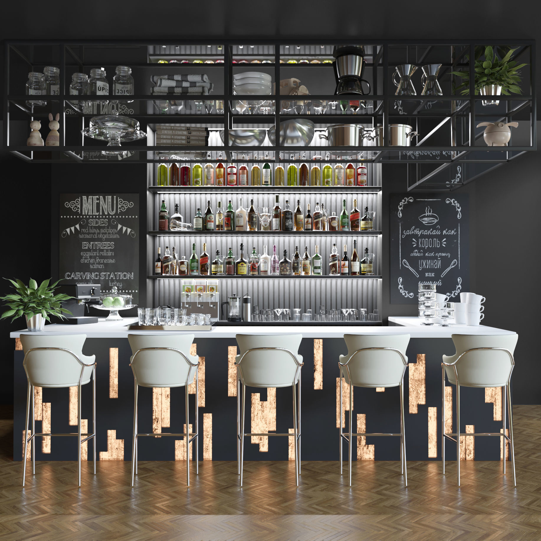 Large bar with alcoholic drinks 2
