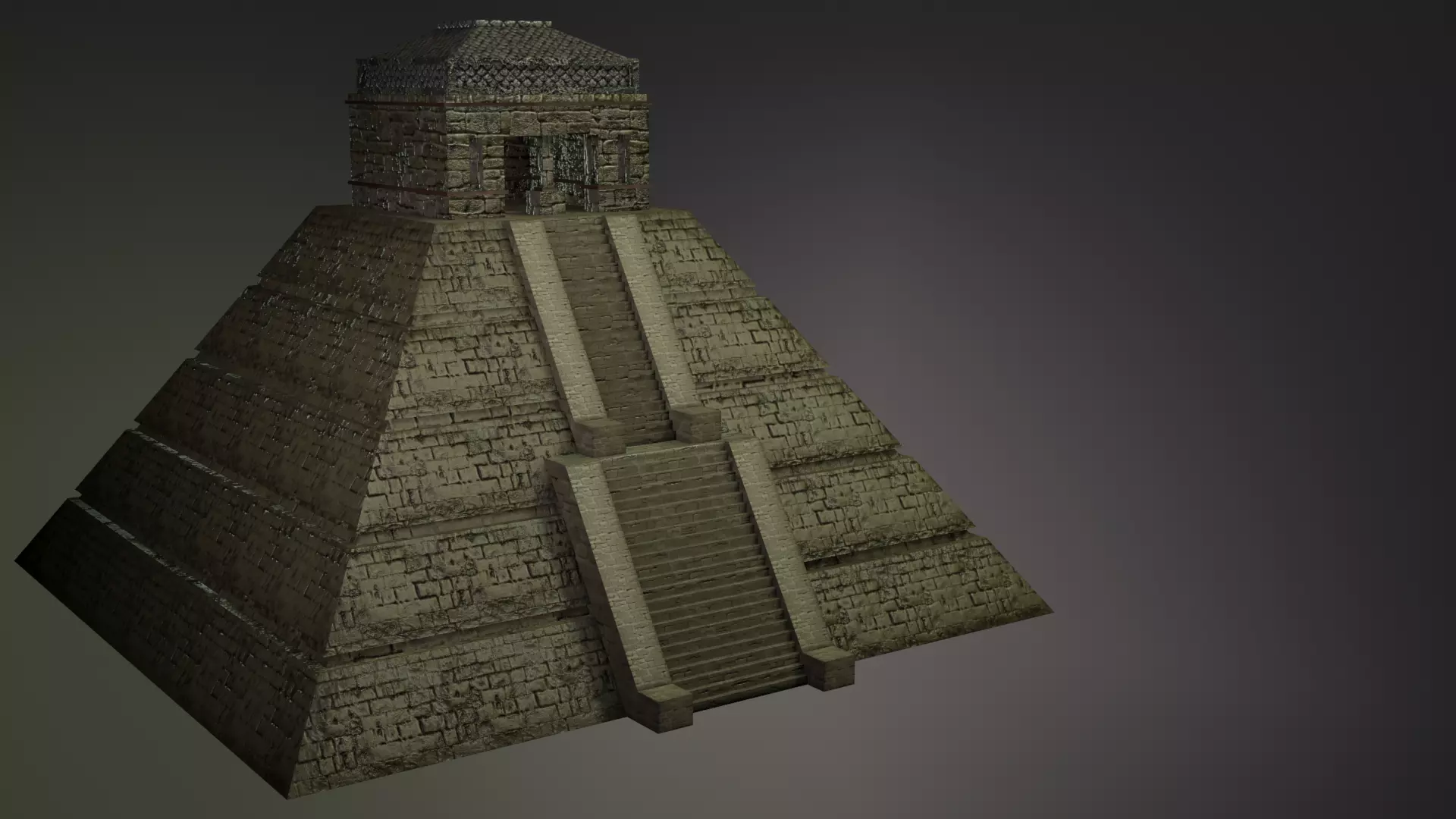 Aztec Temple Low-poly 3D model_0