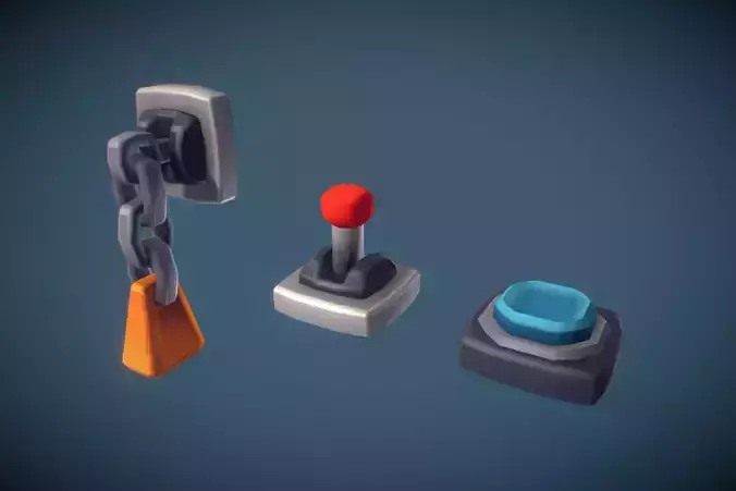 Cube World Switch n Lever - Proto Series Low-poly 3D model