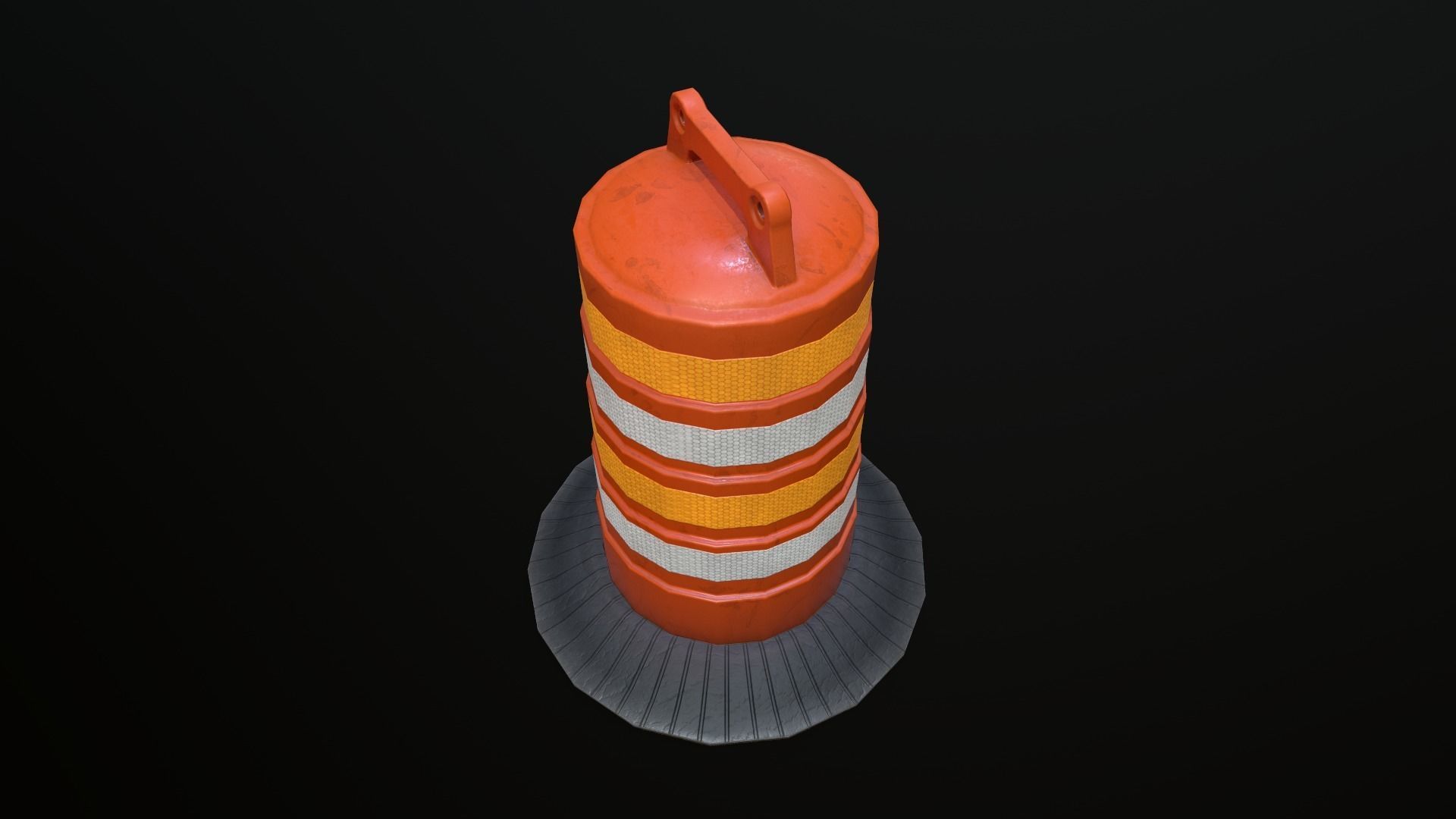 Low poly Traffic Barrel 01 PBR Game-ready Low-poly 3D model_3