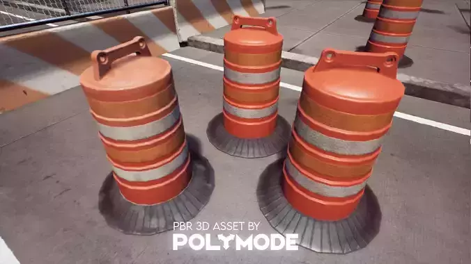 Low poly Traffic Barrel 01 PBR Game-ready Low-poly 3D model