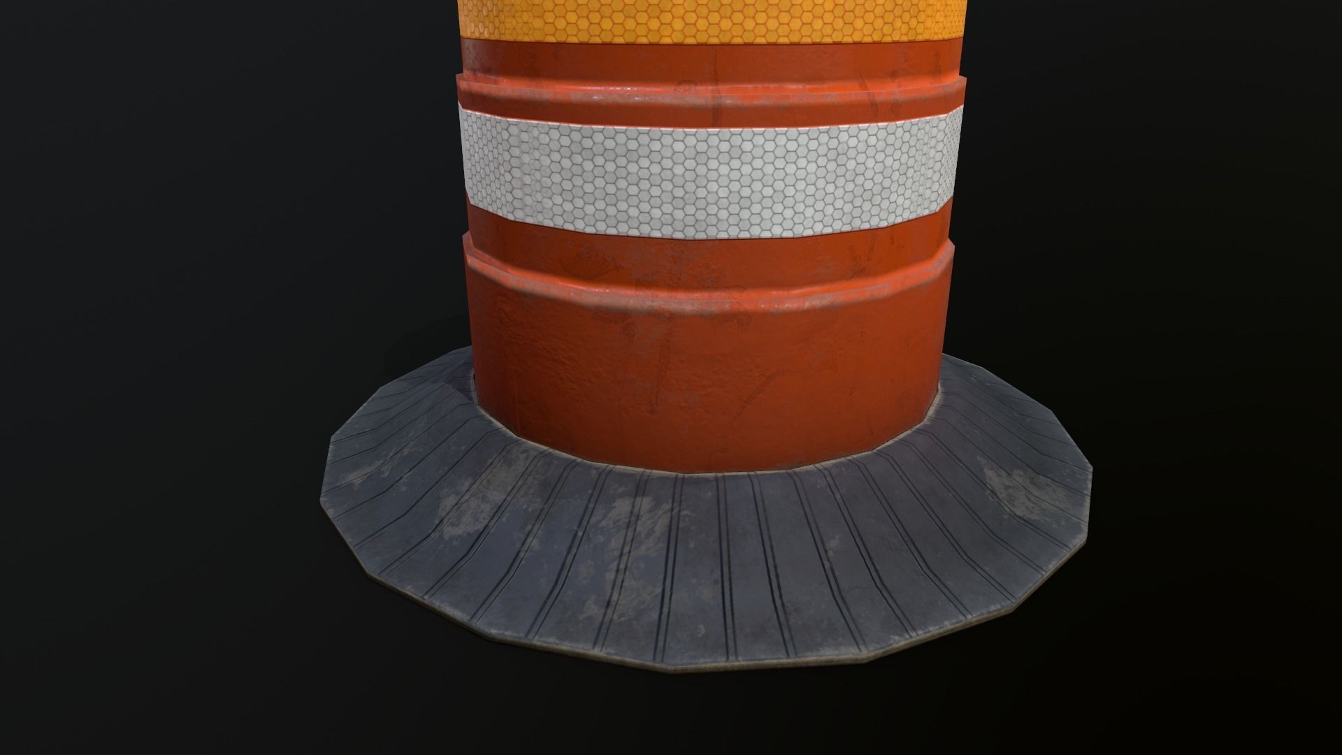 Low poly Traffic Barrel 01 PBR Game-ready Low-poly 3D model_9